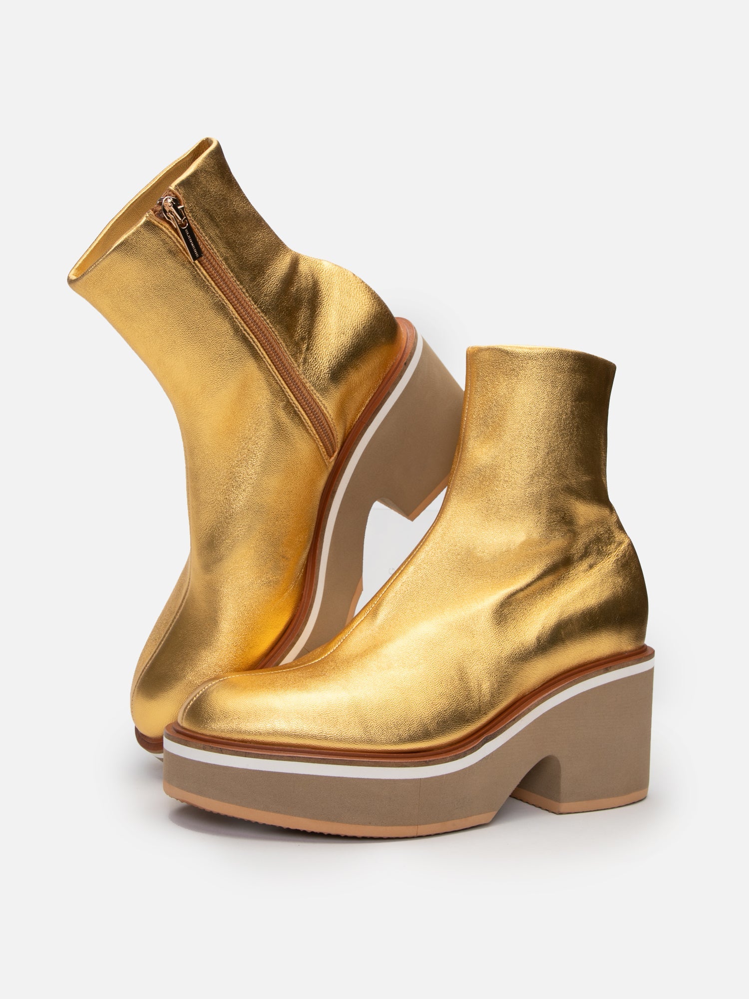 ANKLE BOOTS - ALBANE4, golden metallic stretch - Clergerie Paris - USA