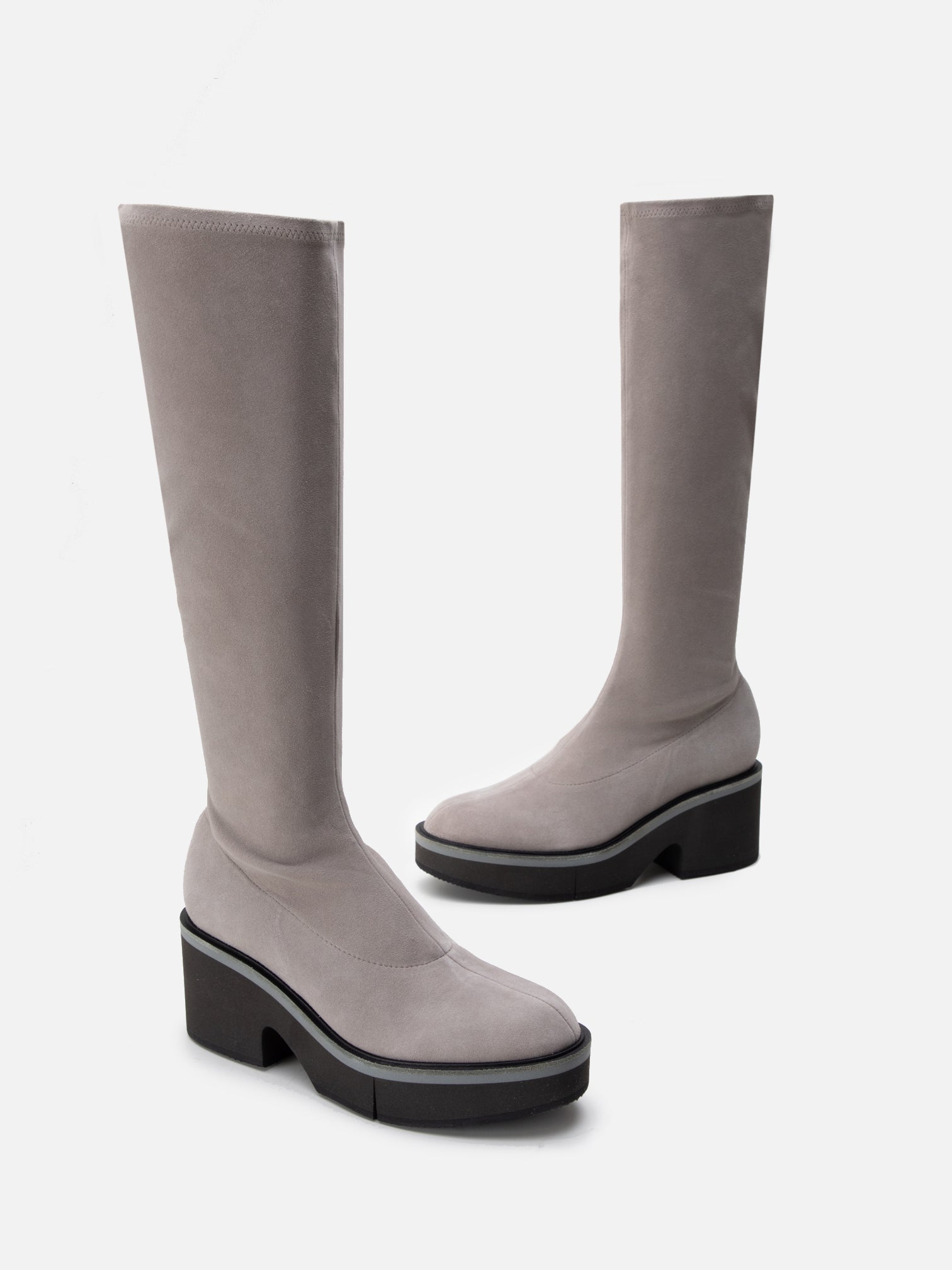HIGH BOOTS - ANKI, suede stretch stone - Clergerie Paris - USA