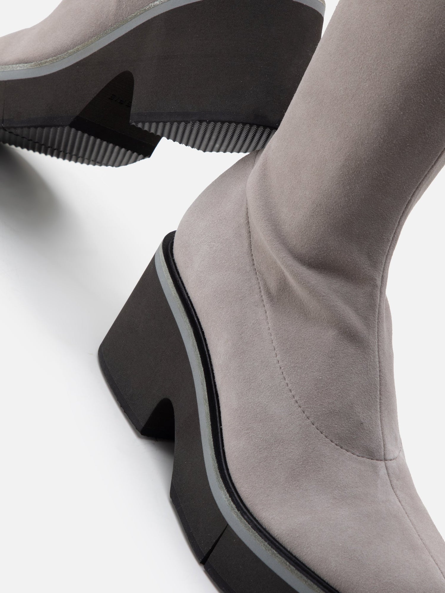HIGH BOOTS - ANKI, suede stretch stone - Clergerie Paris - USA