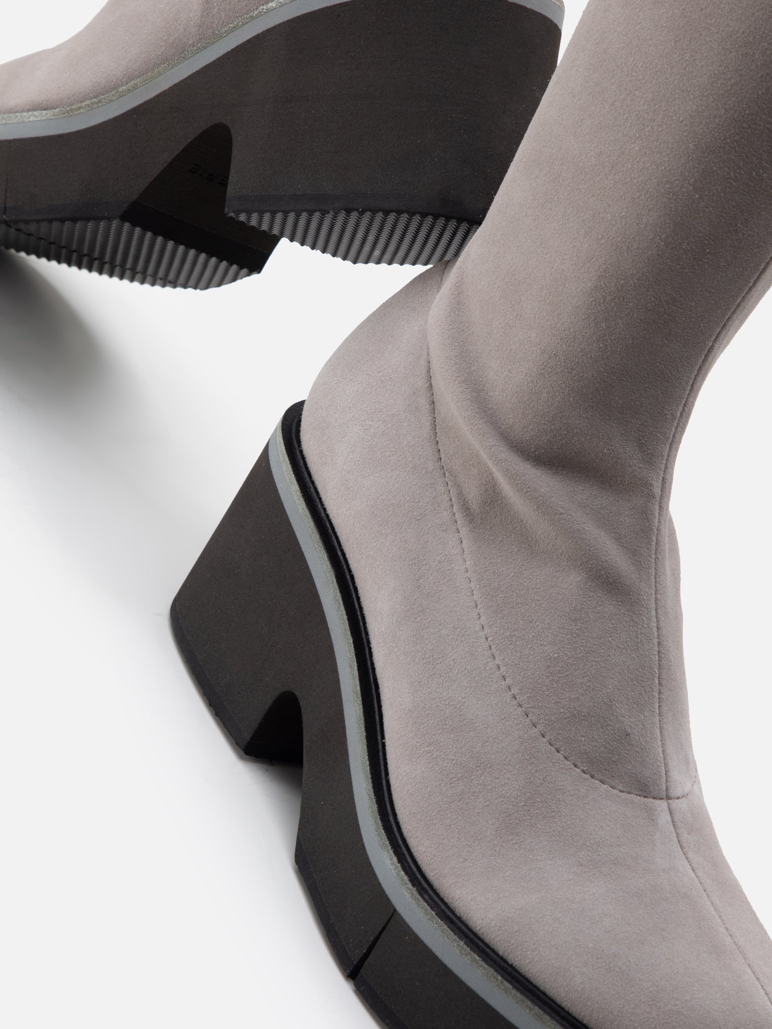 HIGH BOOTS - ANKI, suede stretch stone - Clergerie Paris - USA