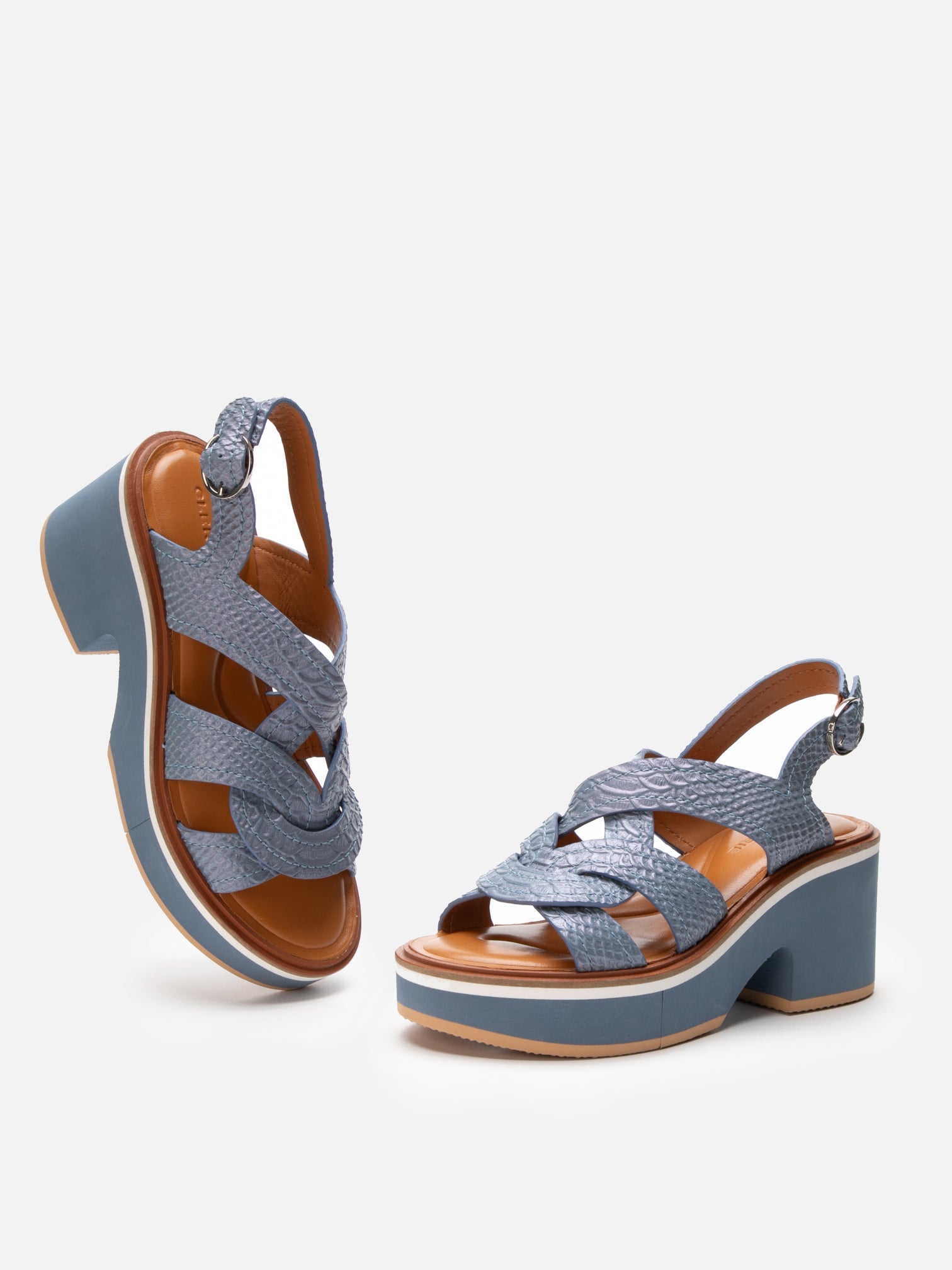 SANDALS - CALIXA, azure snake effect - Clergerie Paris - USA