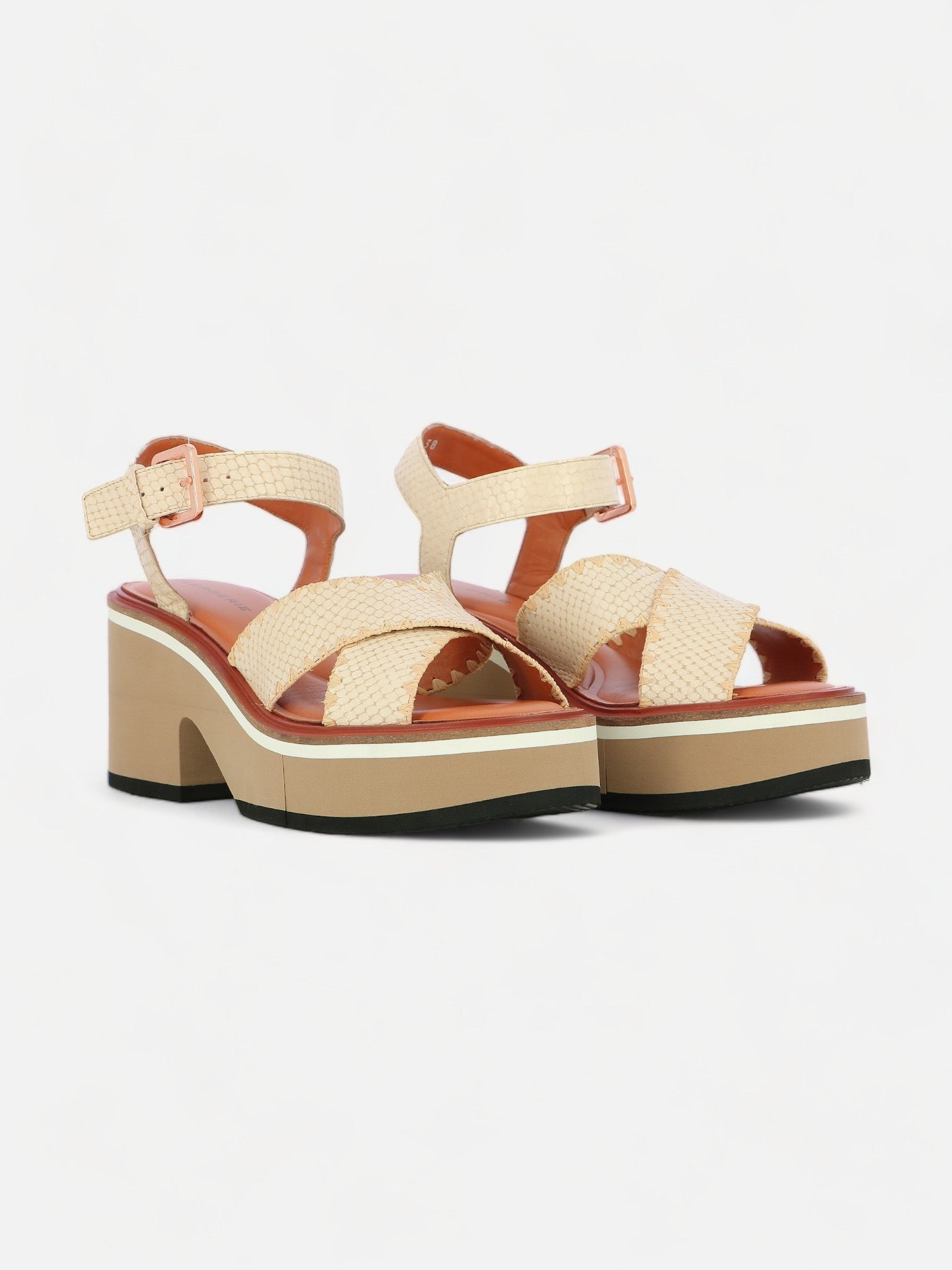 SANDALS - CHARLINE, white python effect - Clergerie Paris - USA