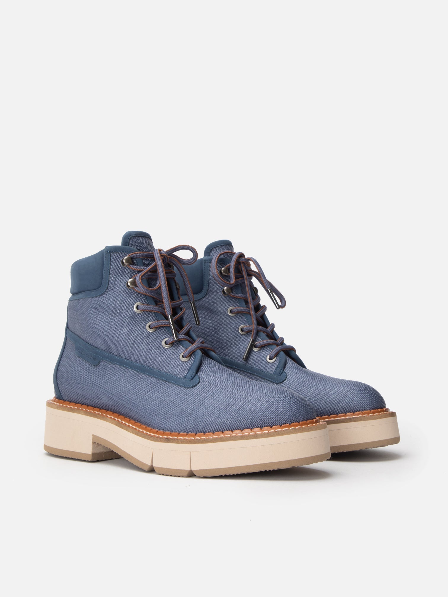 ANKLE BOOTS - CRUSH4, azure papyrus fabric - Clergerie Paris - USA
