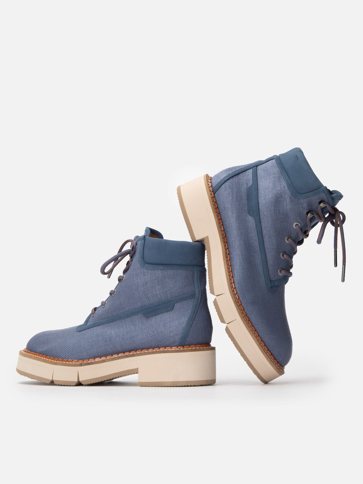 ANKLE BOOTS - CRUSH4, azure papyrus fabric - Clergerie Paris - USA