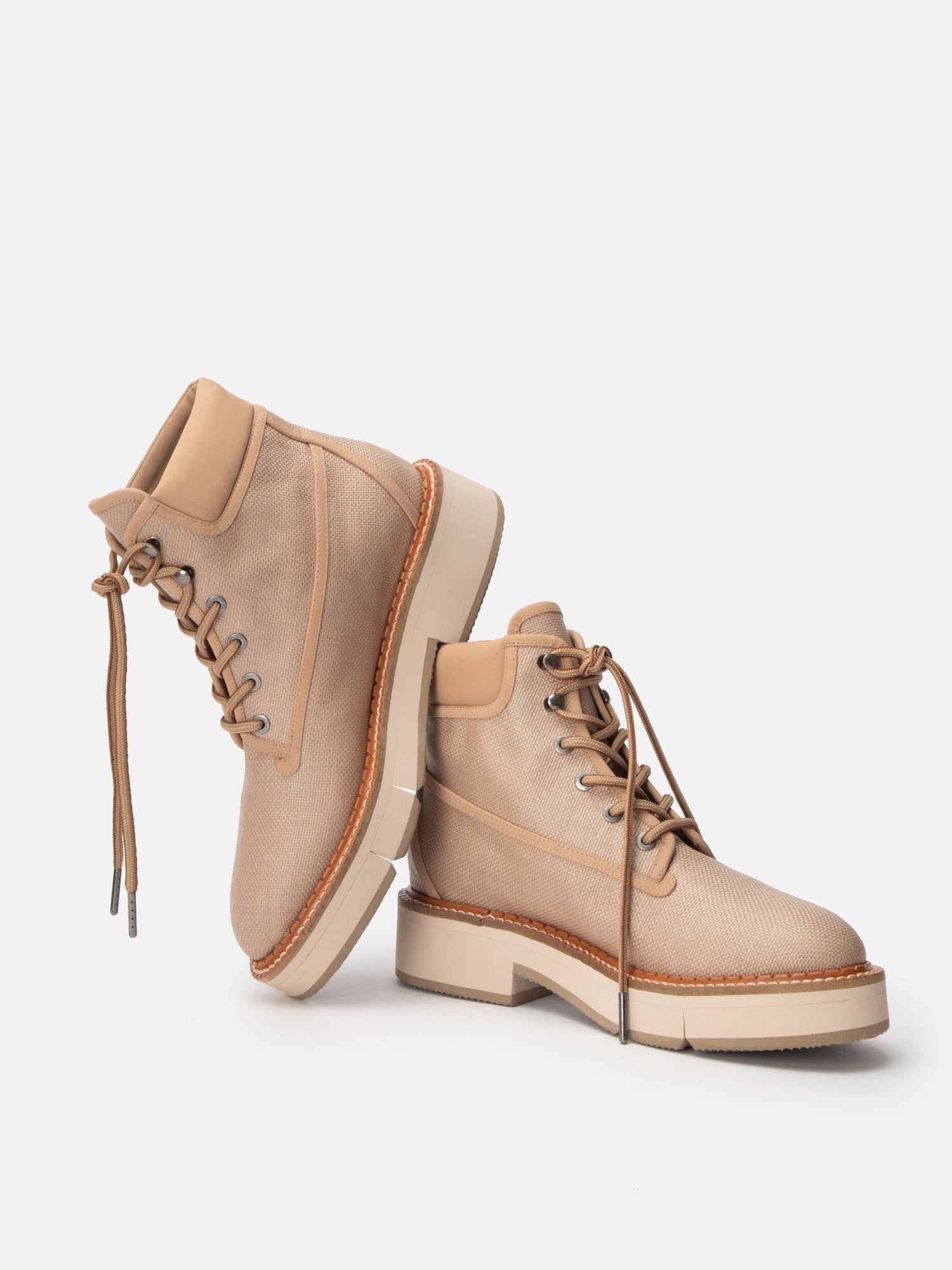 ANKLE BOOTS - CRUSH4, nude papyrus fabric - Clergerie Paris - USA