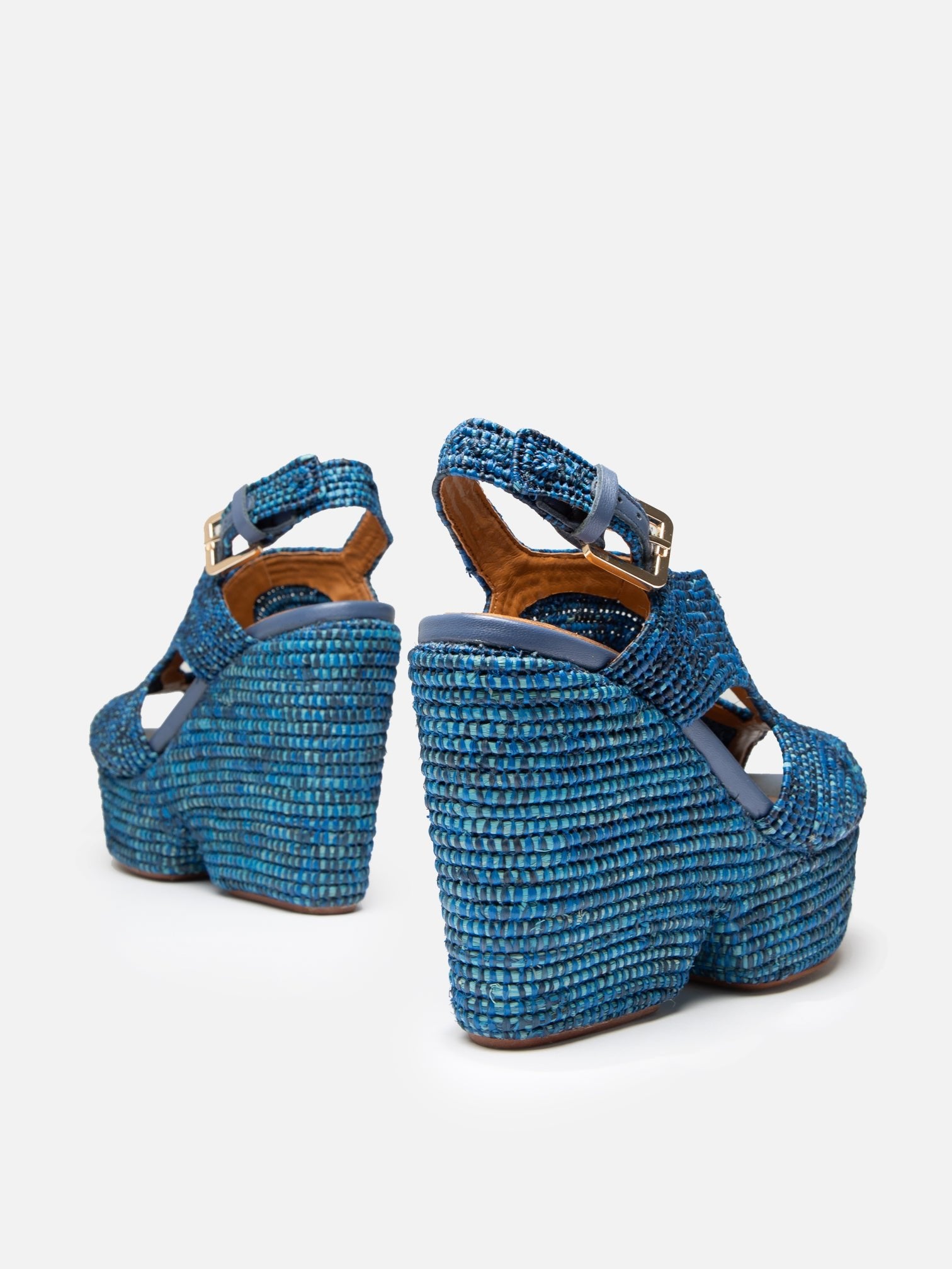 WEDGES - DOLCE4, azure raffia - Clergerie Paris - USA