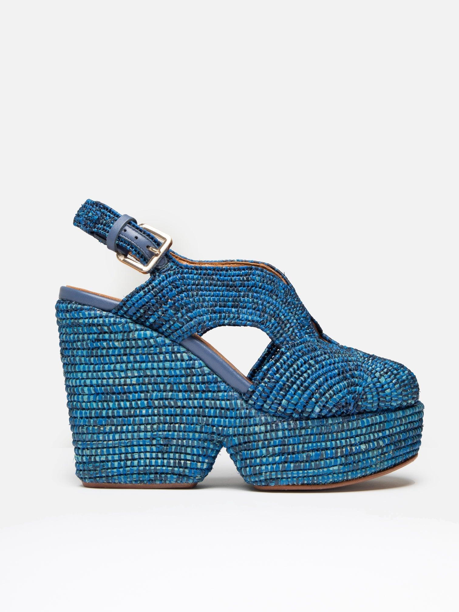 WEDGES - DOLCE4, azure raffia - Clergerie Paris - USA