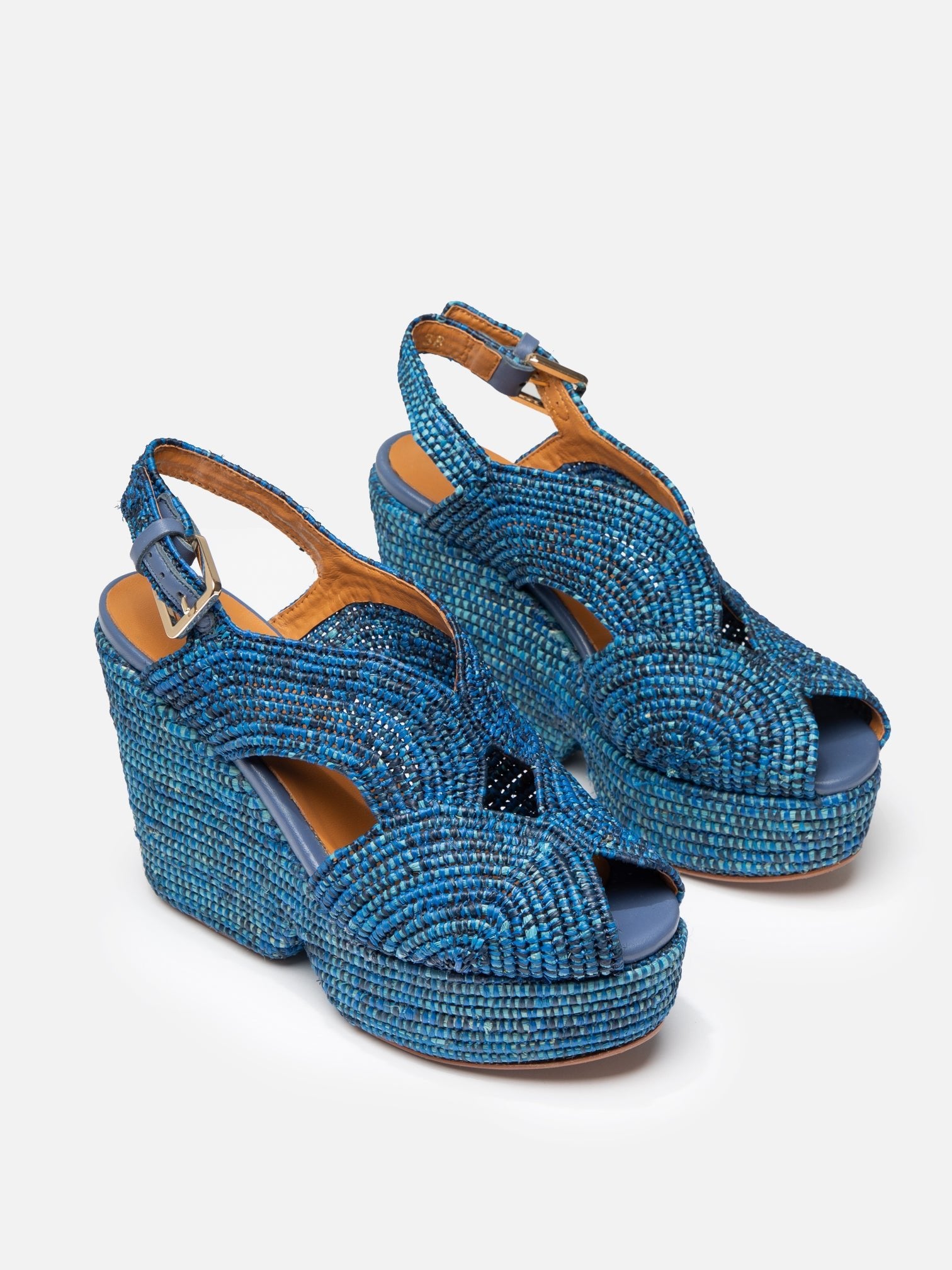 WEDGES - DOLCE4, azure raffia - Clergerie Paris - USA