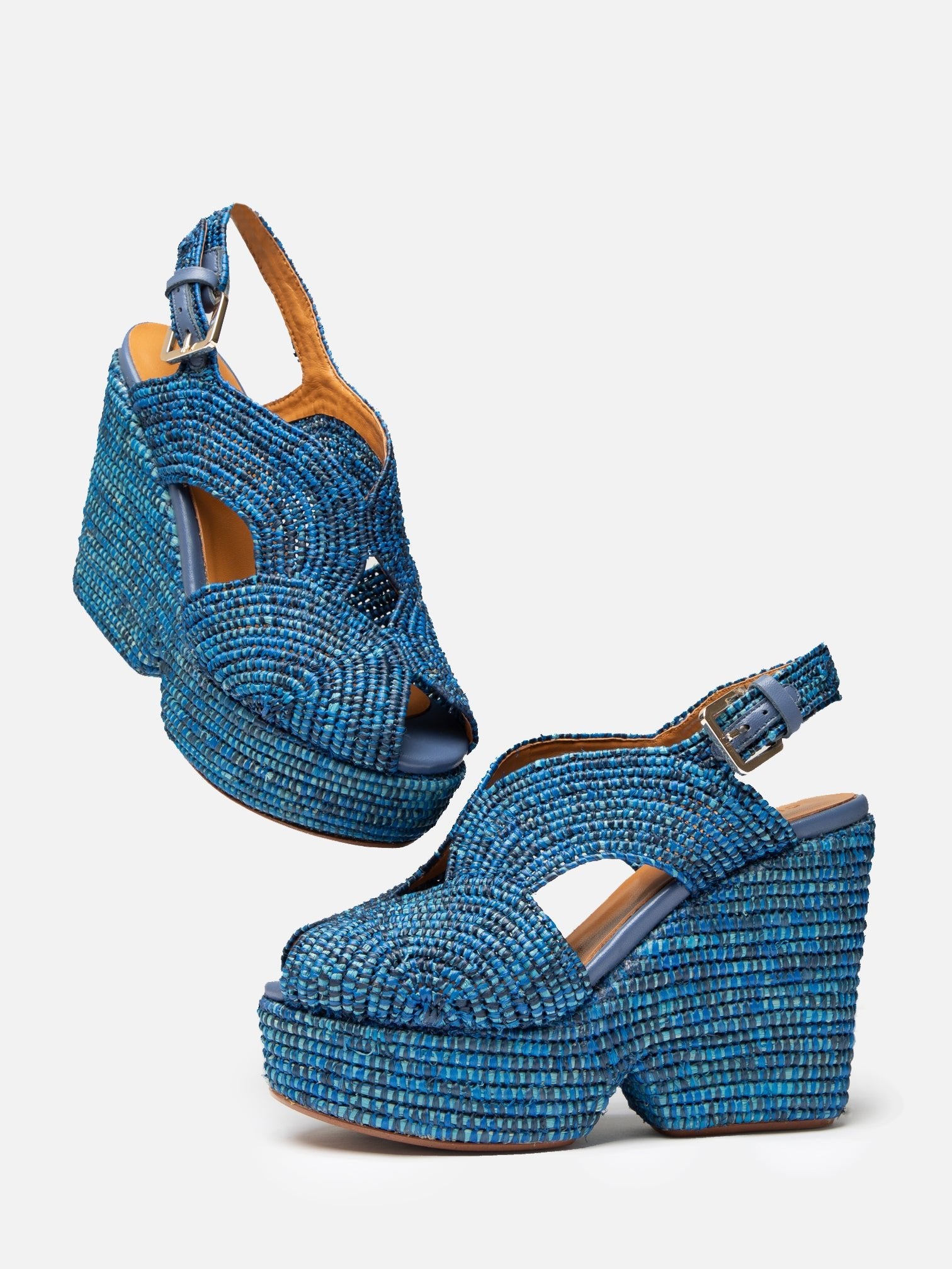WEDGES - DOLCE4, azure raffia - Clergerie Paris - USA