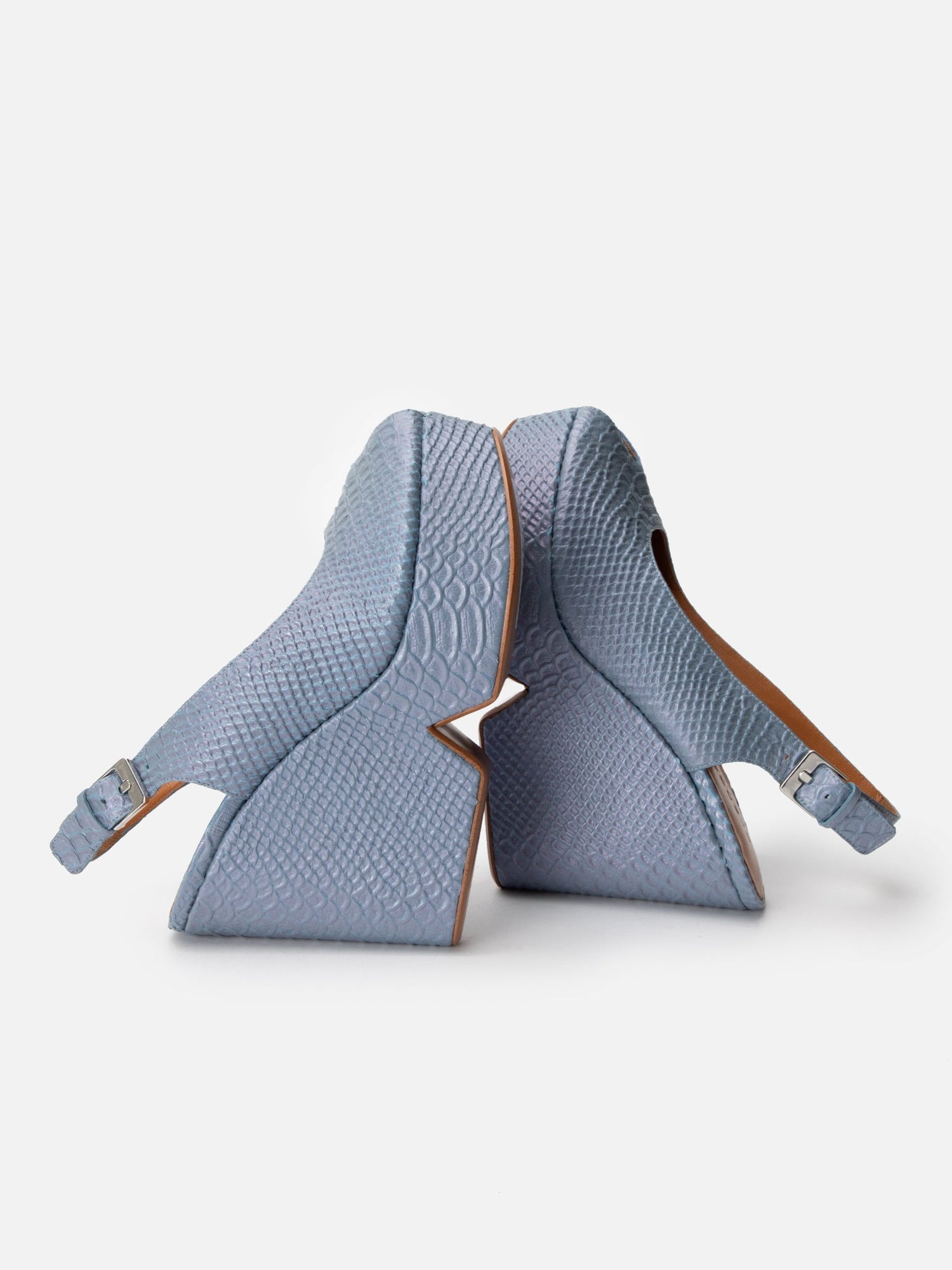 WEDGES - DYLAN4, azure snake effect - Clergerie Paris - USA