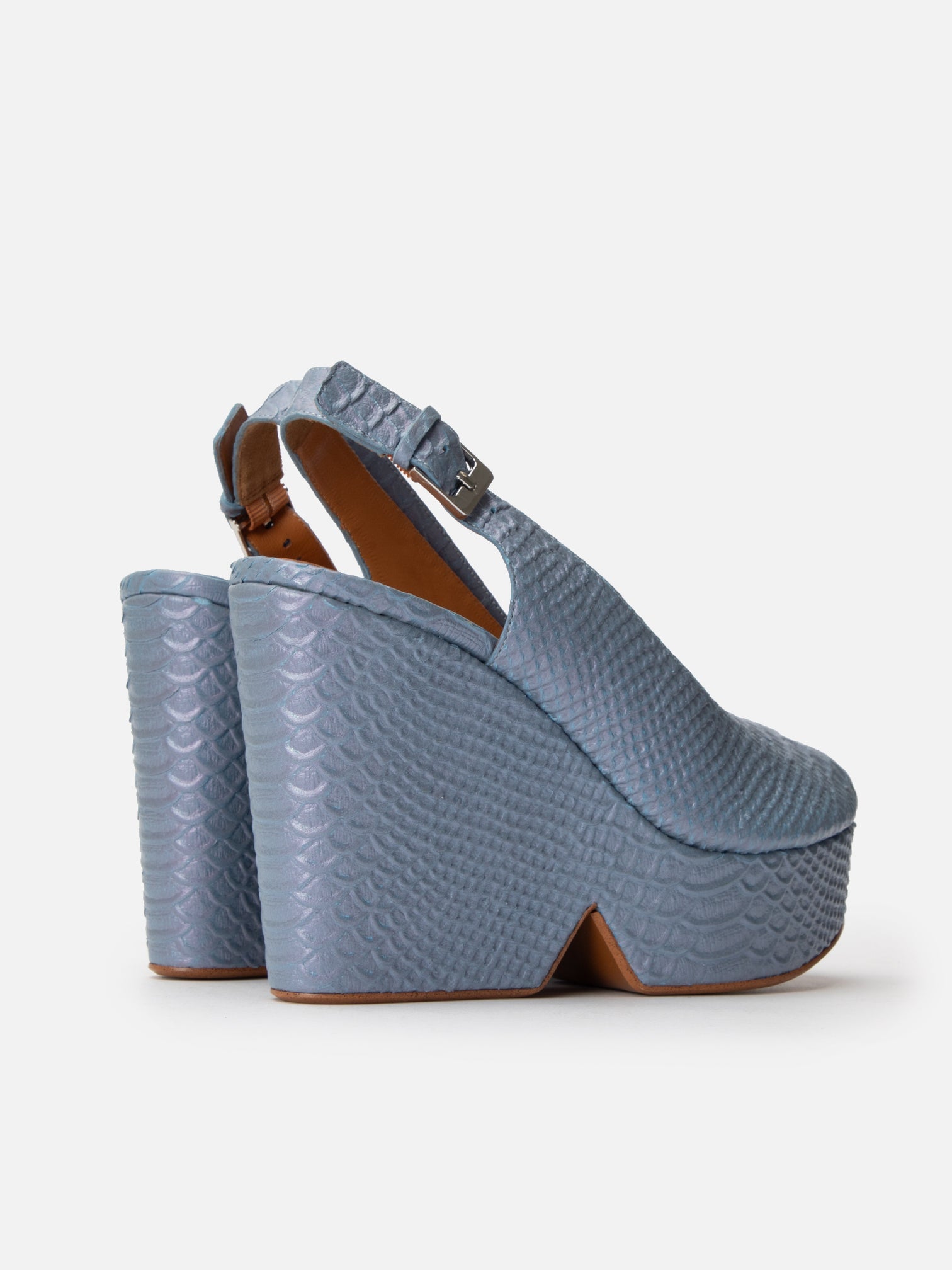 WEDGES - DYLAN4, azure snake effect - Clergerie Paris - USA