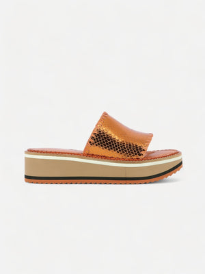 MULES - FAST, metallic snake - effect brown - Clergerie Paris - USA