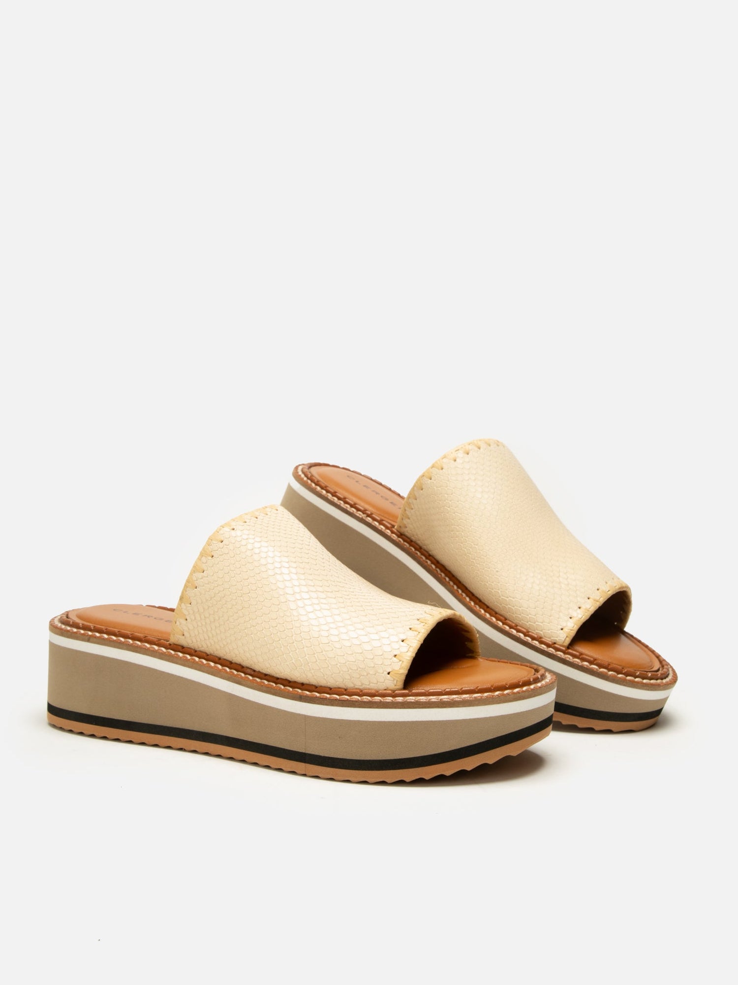 MULES - FASTSR, snake - effect white - Clergerie Paris - USA