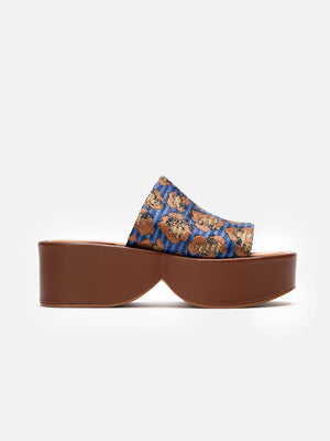 MULES - FIRST, azure leopard - Clergerie Paris - USA