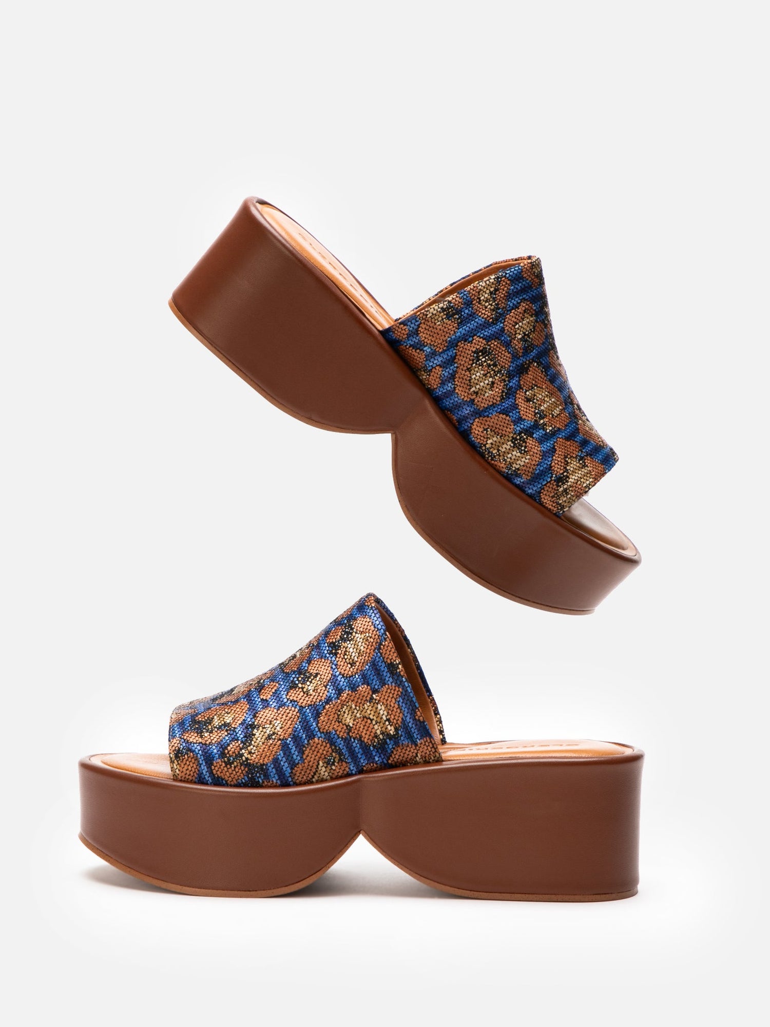 MULES - FIRST, azure leopard - Clergerie Paris - USA