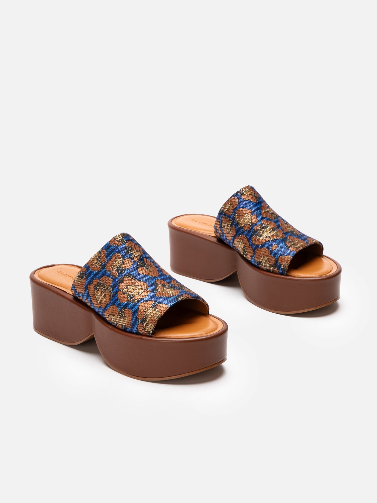 MULES - FIRST, azure leopard - Clergerie Paris - USA