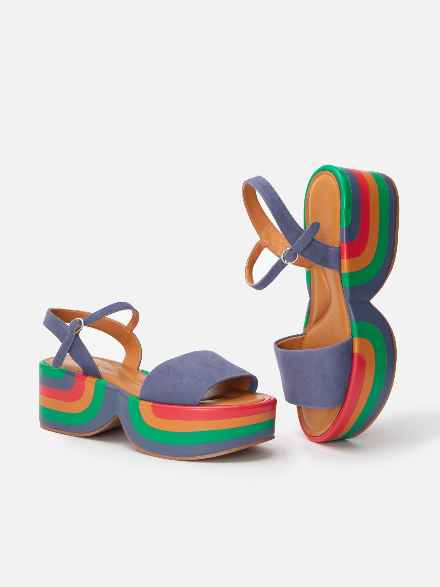 SANDALS - FLOWER, azure suede - Clergerie Paris - USA