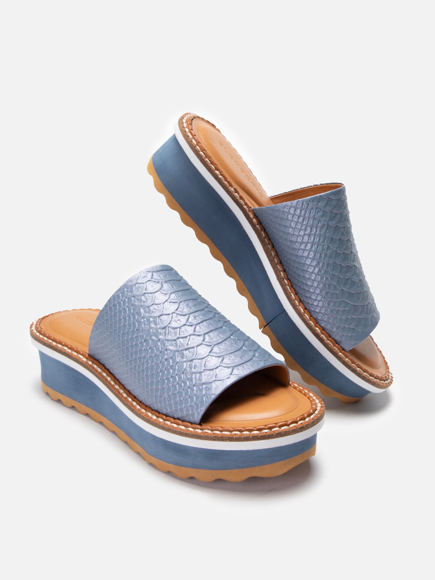 SANDALS - FOLIE, azure snake effect - Clergerie Paris - USA