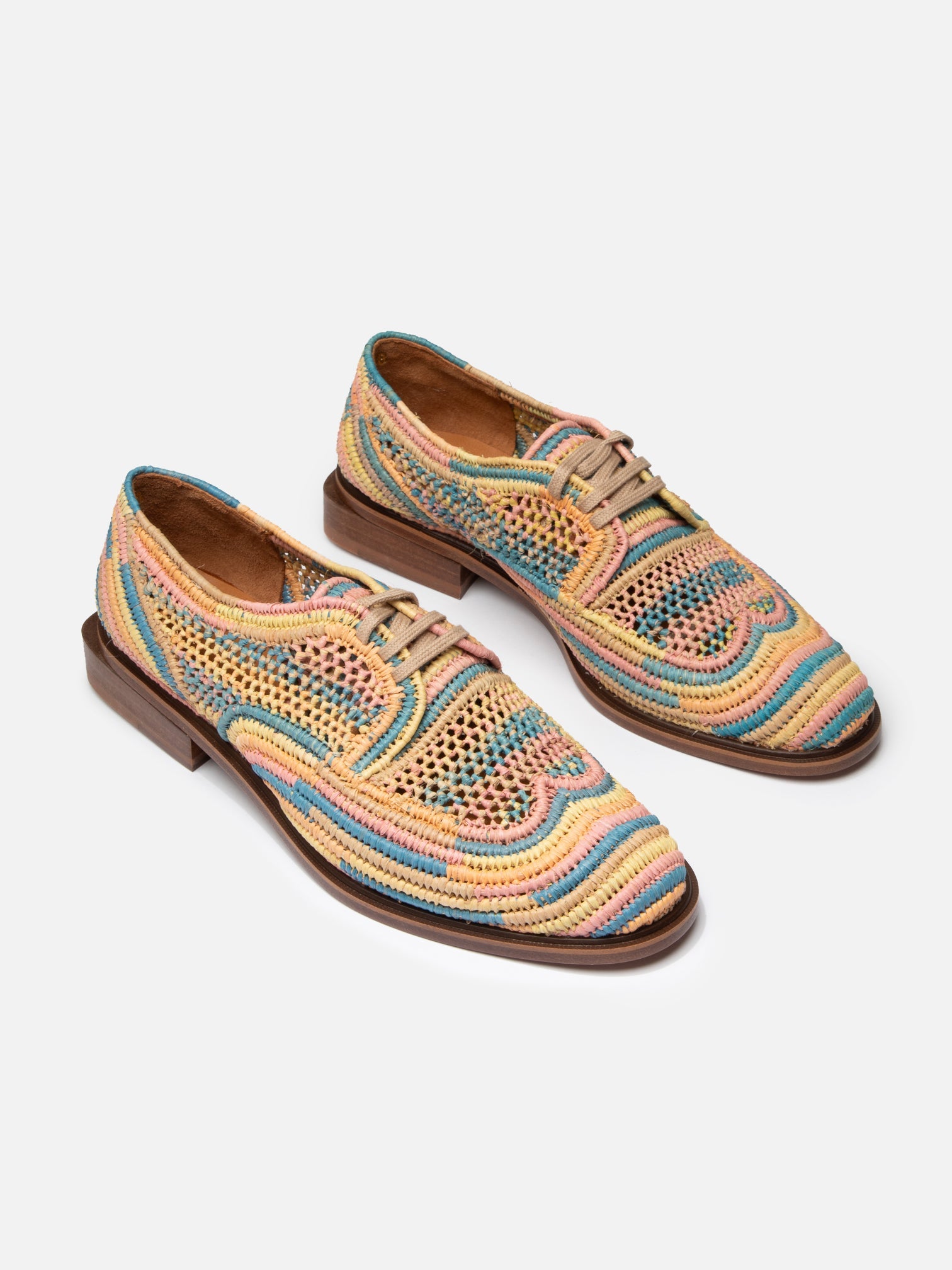 DERBIES - JAFIA, pastel raffia - Clergerie Paris - USA