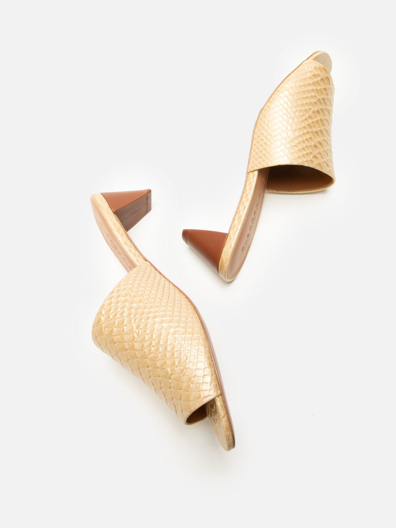 MULES - LUX, nude snake effect iridescent - Clergerie Paris - USA