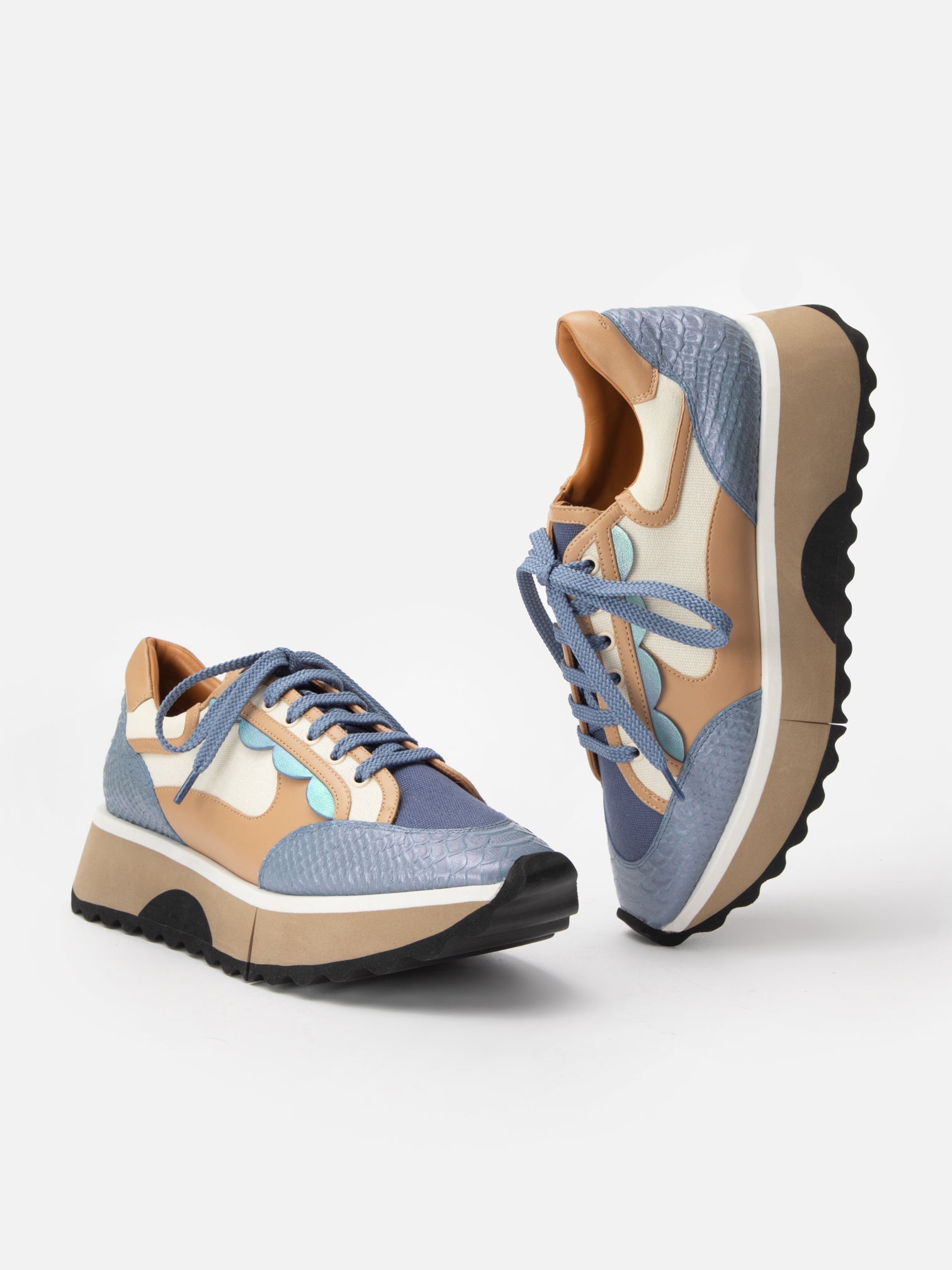 SNEAKERS - OVER, azure snake effect - Clergerie Paris - USA