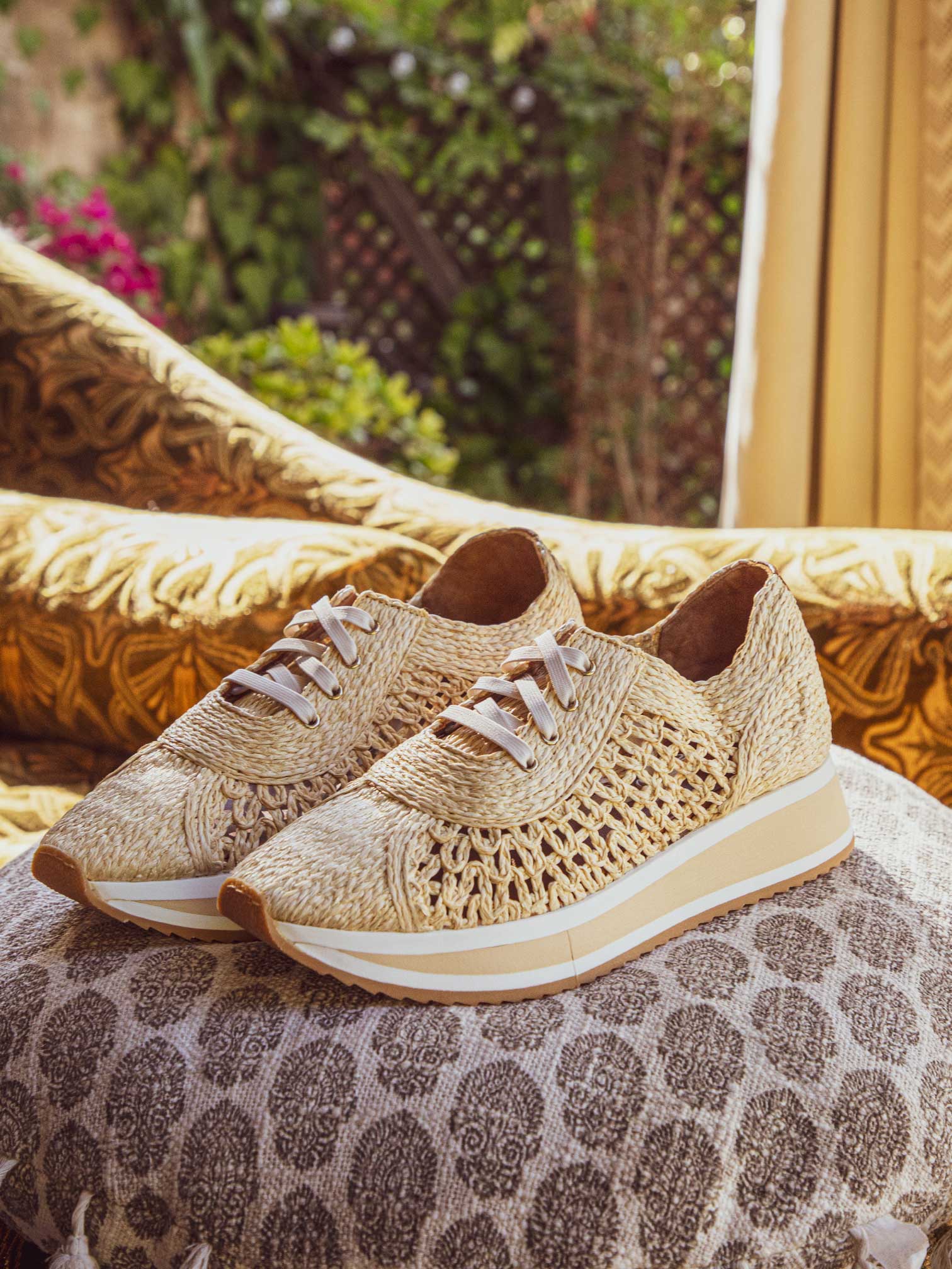 SNEAKERS - OZAN sneakers, braided fibers beige - OZAN2NARFAFM355 - Clergerie Paris - USA