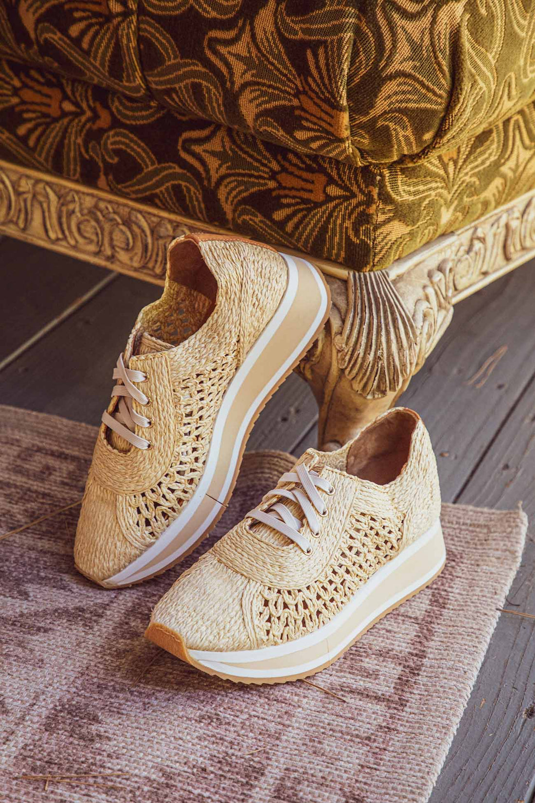 SNEAKERS - OZAN sneakers, braided fibers beige - OZAN2NARFAFM355 - Clergerie Paris - USA