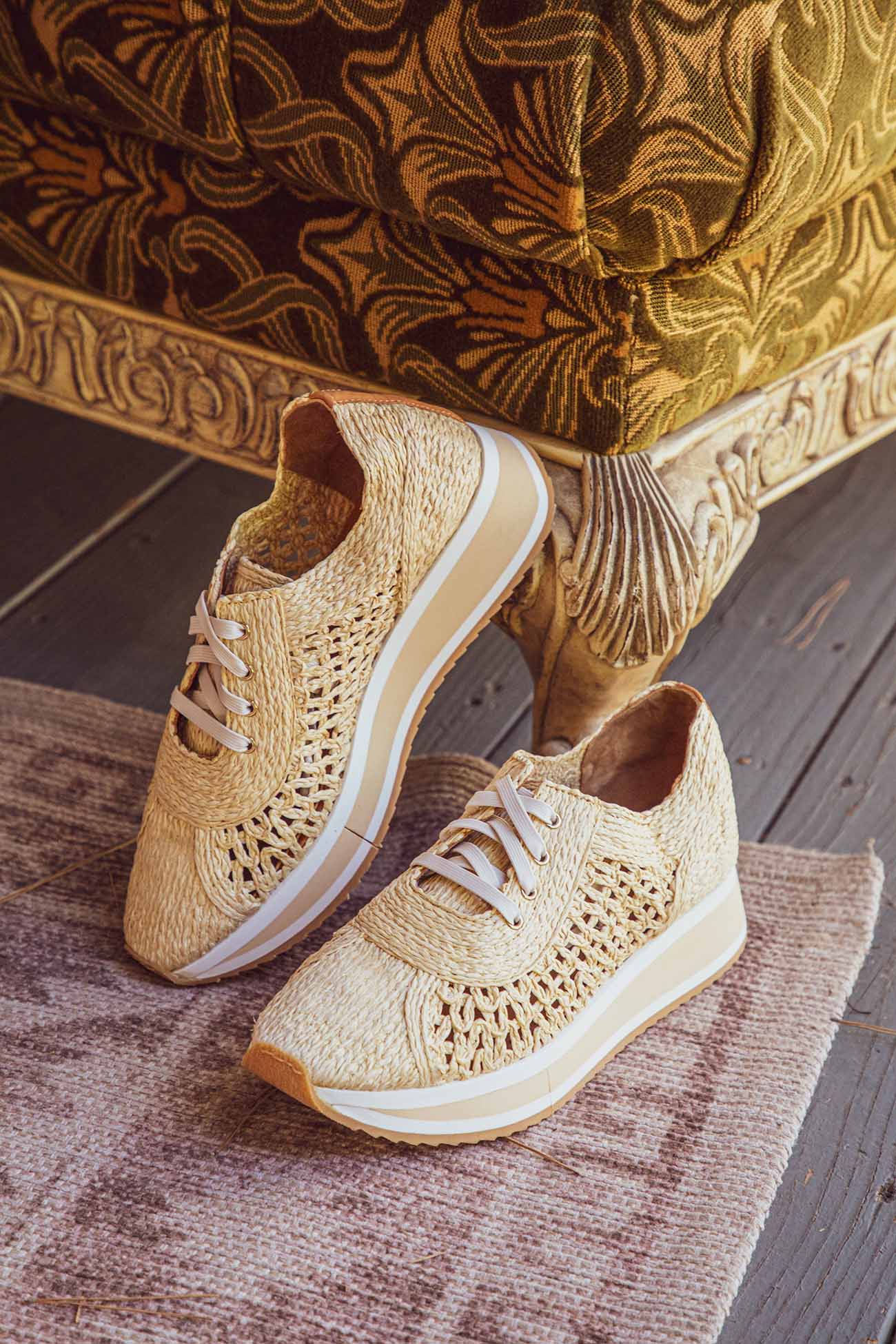 SNEAKERS - OZAN sneakers, braided fibers beige - OZAN2NARFAFM355 - Clergerie Paris - USA