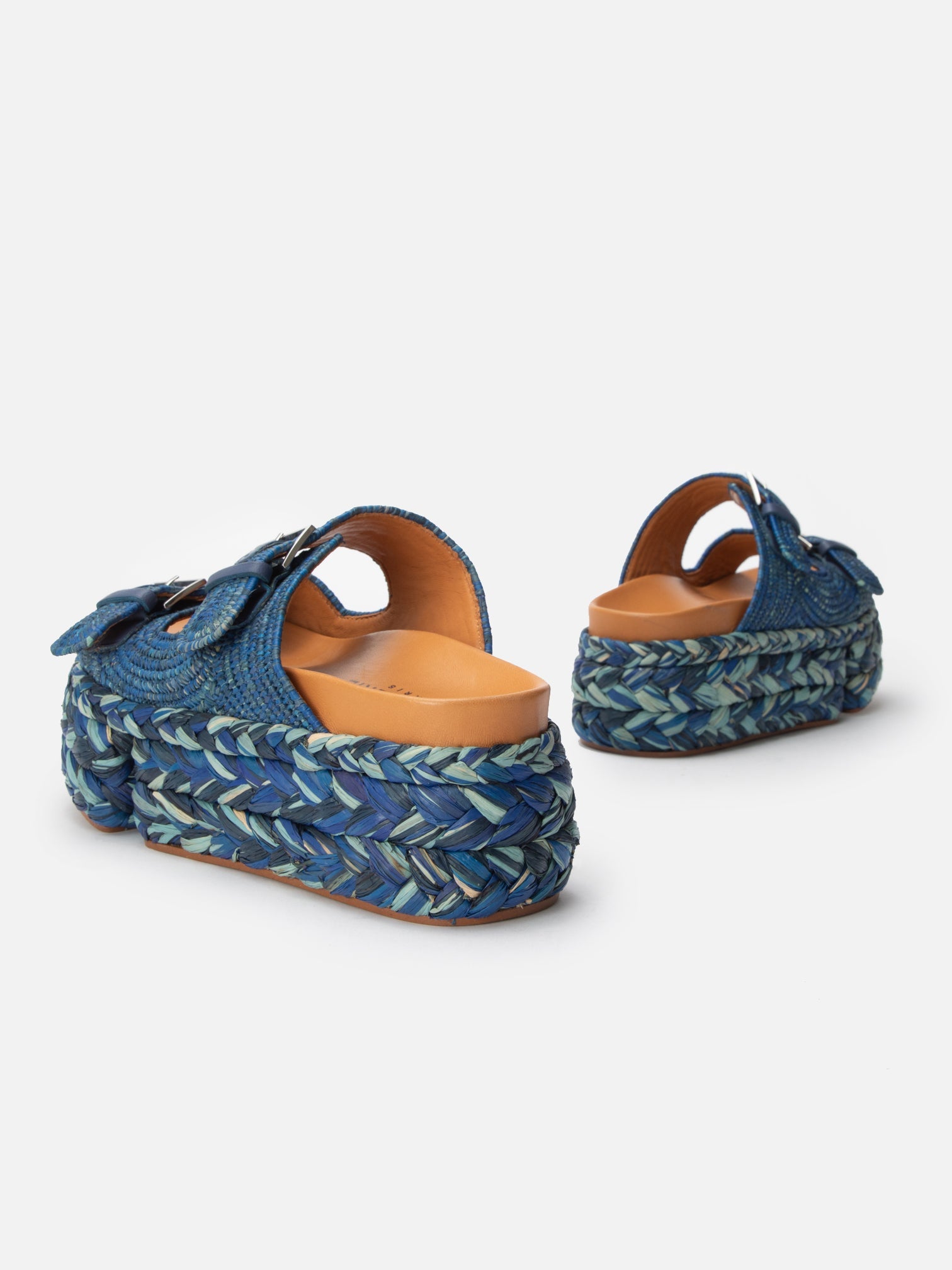 SANDALS - QUINIE4, azure raffia - Clergerie Paris - USA