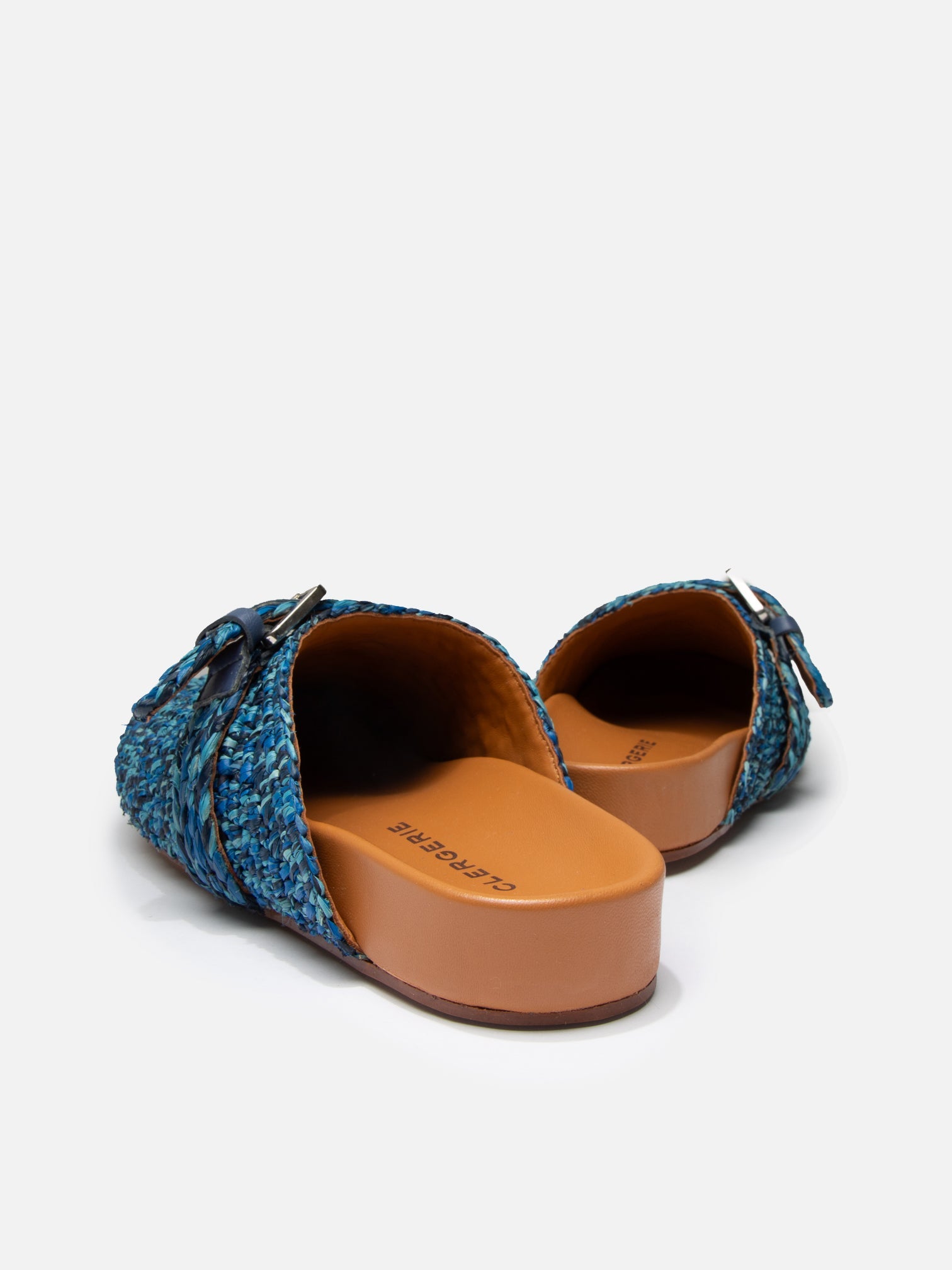 MULES - QUINTA4, azure raffia - Clergerie Paris - USA