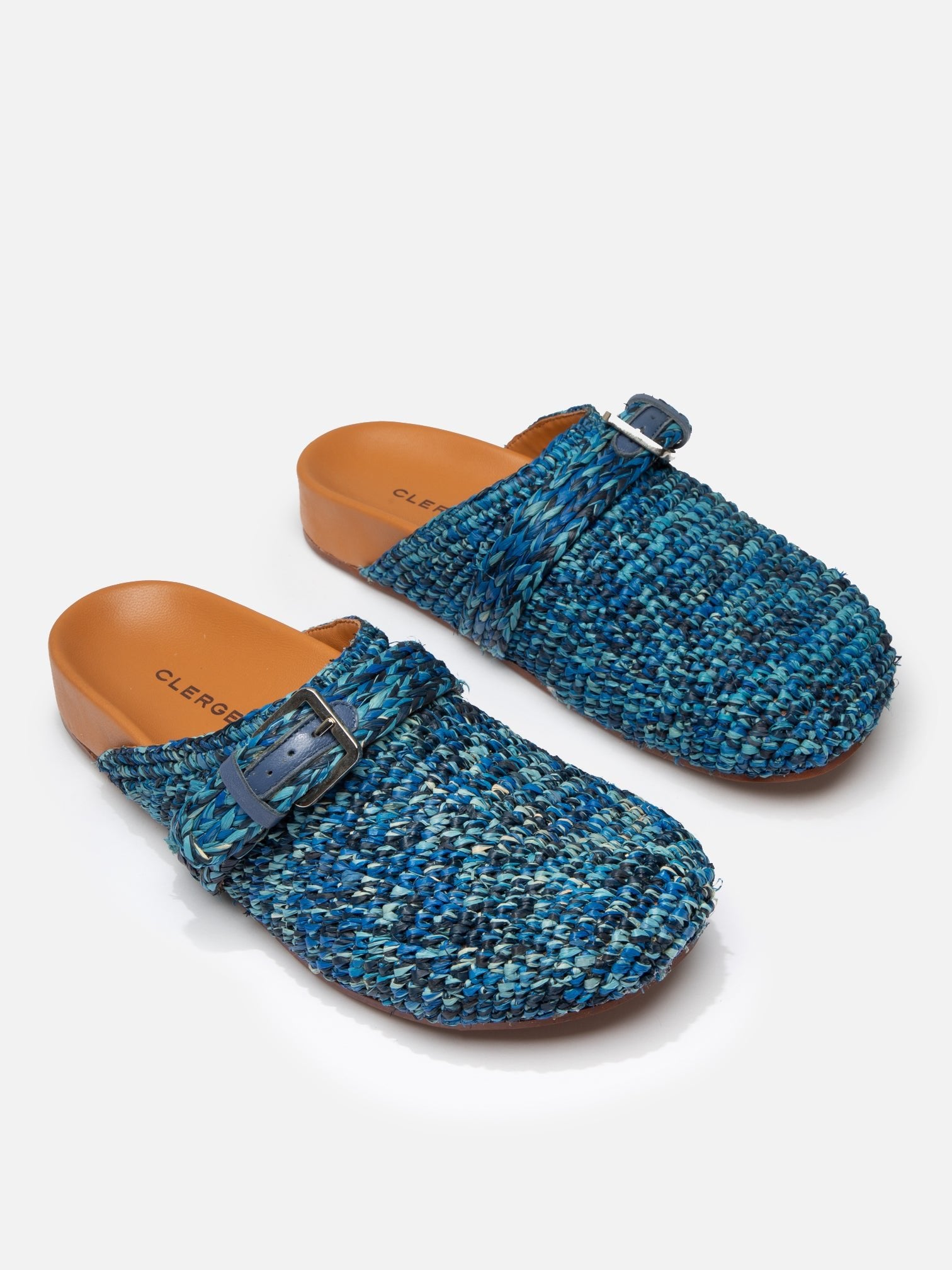 MULES - QUINTA4, azure raffia - Clergerie Paris - USA