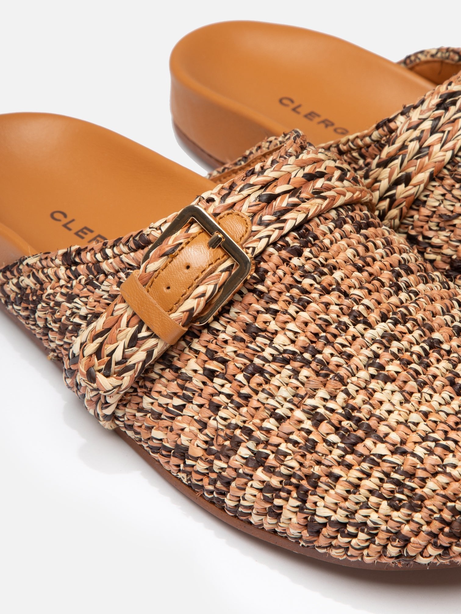 MULES - QUINTA4, brown raffia - Clergerie Paris - USA