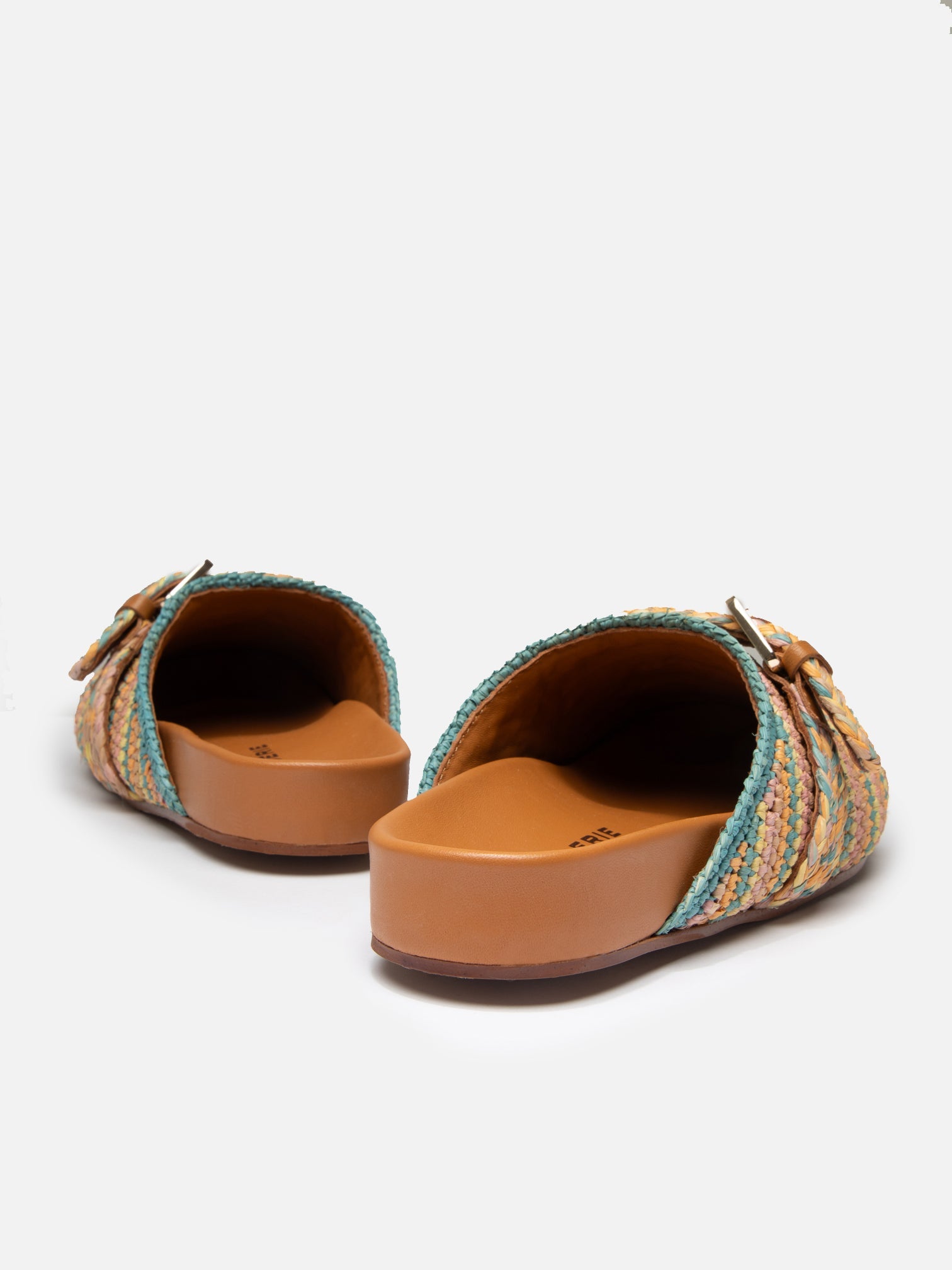 MULES - QUINTA4, pastel raffia - Clergerie Paris - USA