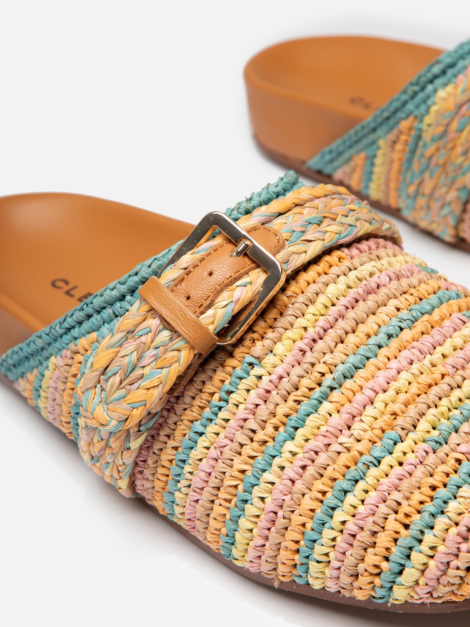 MULES - QUINTA4, pastel raffia - Clergerie Paris - USA