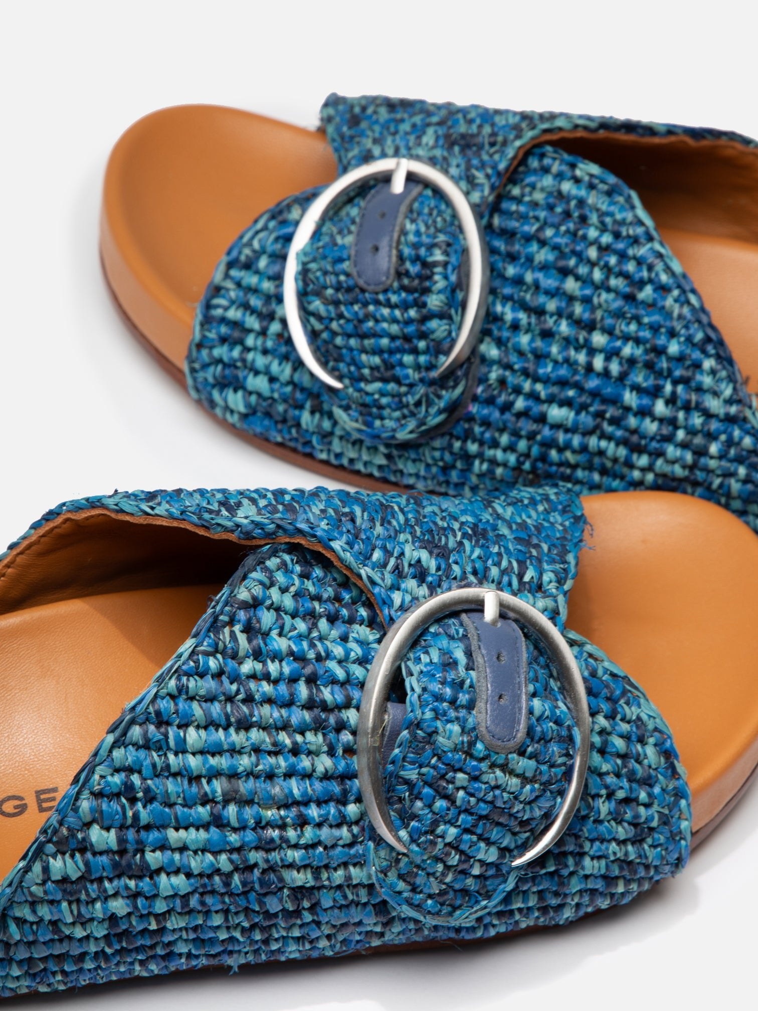 SANDALS - QUIRK, azure raffia - Clergerie Paris - USA