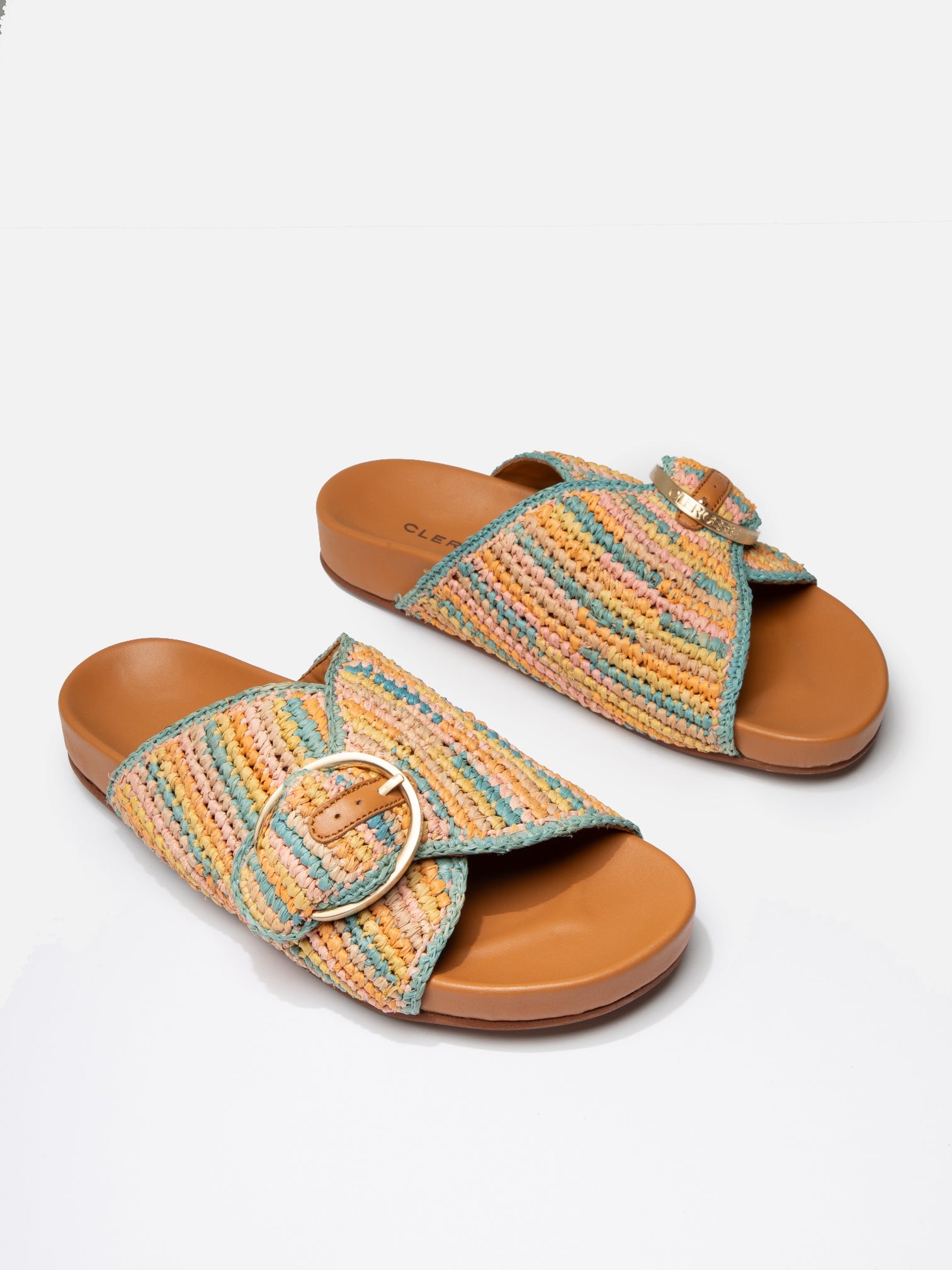 SANDALS - QUIRK, pastel raffia - Clergerie Paris - USA