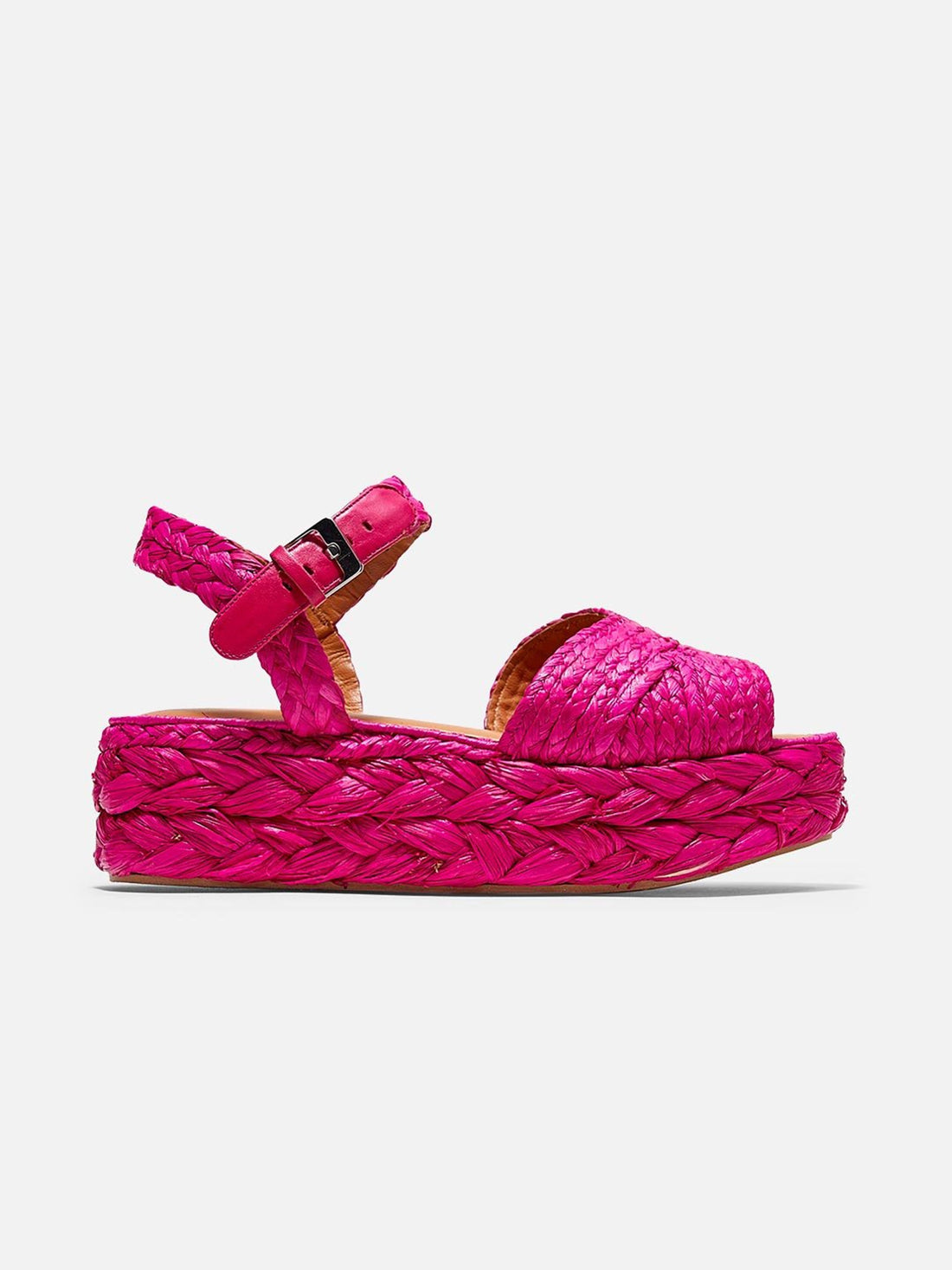 AIDA sandals, hibiscus pink straw and lambskin || OUTLET