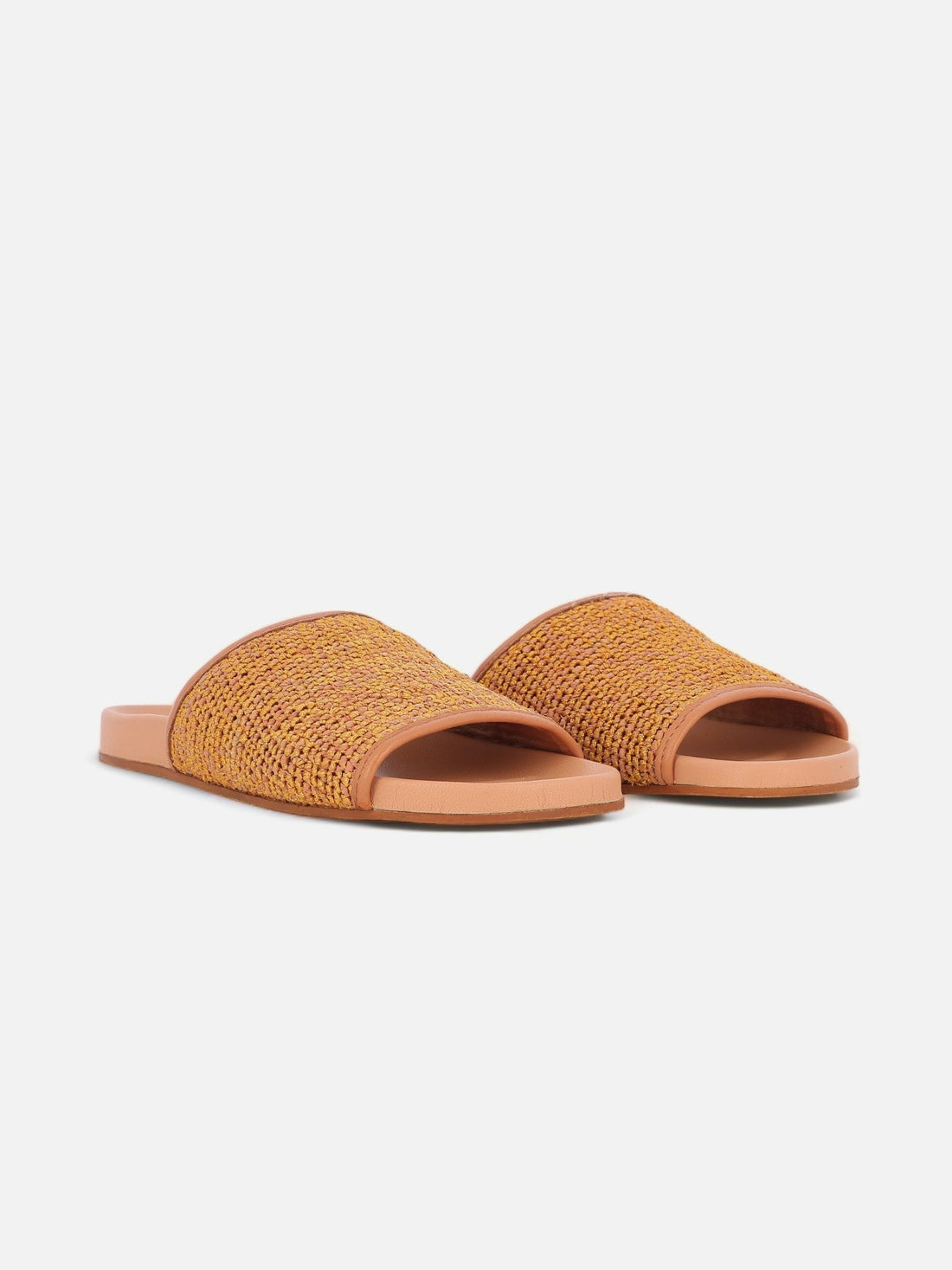 QUETAL sandals, brown &amp; gold raffia