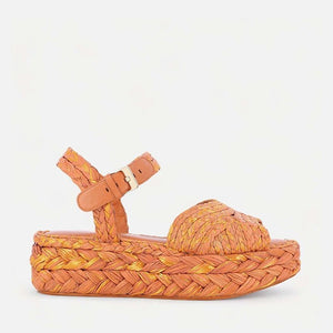 SANDALS - AIDA, brown & gold raffia - Clergerie Paris - USA