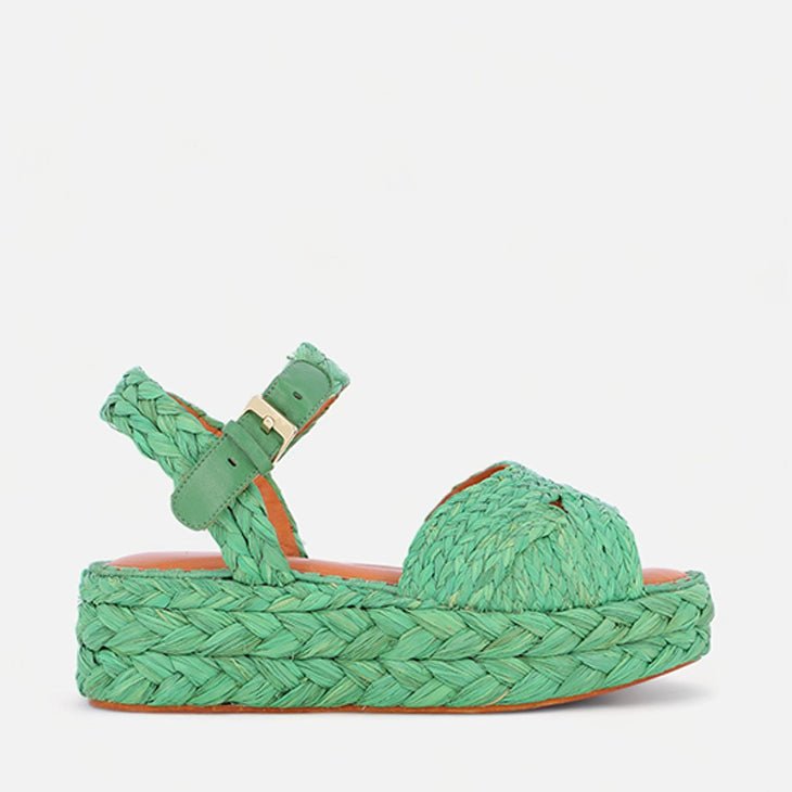 SANDALS - AIDA, green raffia - Clergerie Paris - USA