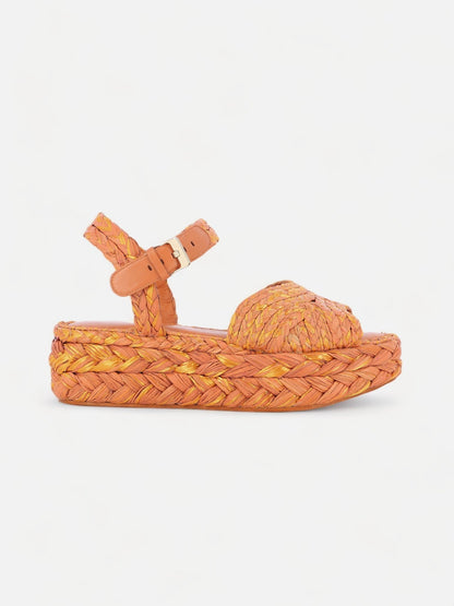 SANDALS - AIDA sandals, brown &amp; gold raffia - AIDA2LONRAFM350 - Clergerie Paris - USA