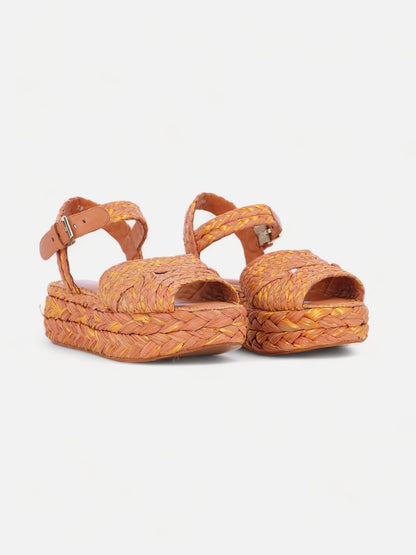 SANDALS - AIDA sandals, brown &amp; gold raffia - AIDA2LONRAFM350 - Clergerie Paris - USA