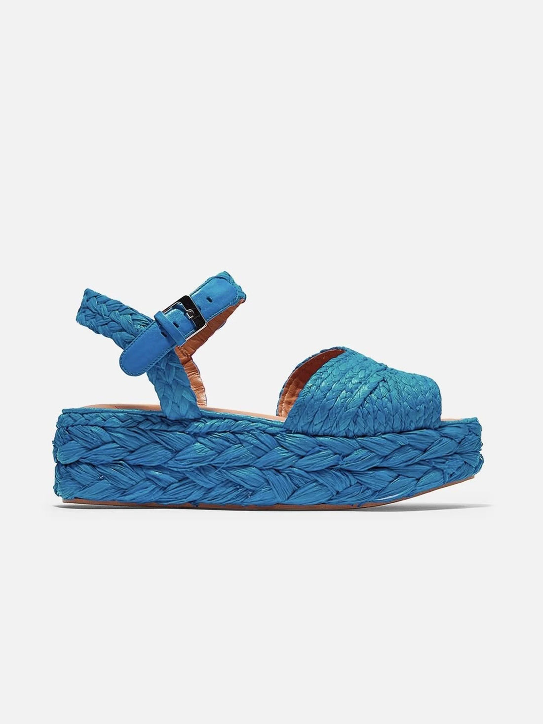 AIDA sandals, lambskin &amp; straw blue wave || OUTLET