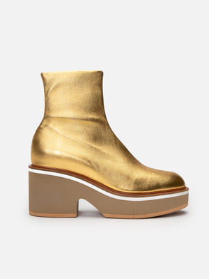 ANKLE BOOTS - ALBANE4, golden metallic stretch - Clergerie Paris - USA