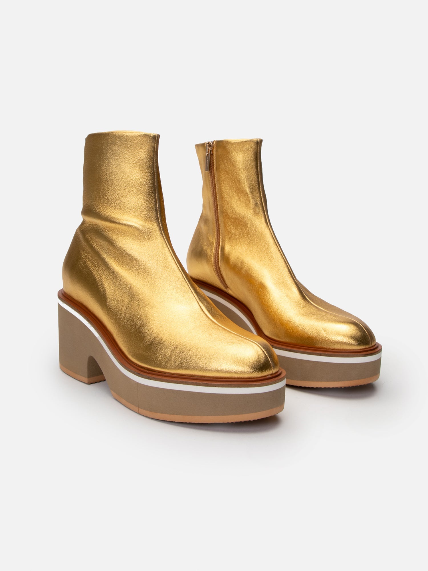 ANKLE BOOTS - ALBANE4, golden metallic stretch - Clergerie Paris - USA
