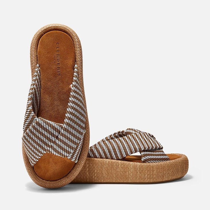 MULES - ANDREW, wood brown fabric || OUTLET - Clergerie Paris - USA