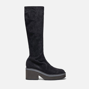 HIGH BOOTS - ANKI, suede stretch black - Clergerie Paris - USA