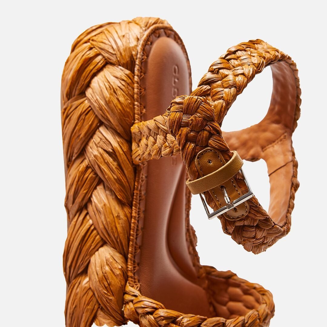 SANDALS - ANNIE sandals, resin yellow raffia || OUTLET - ANNIERESRAFM350 - Clergerie Paris - USA