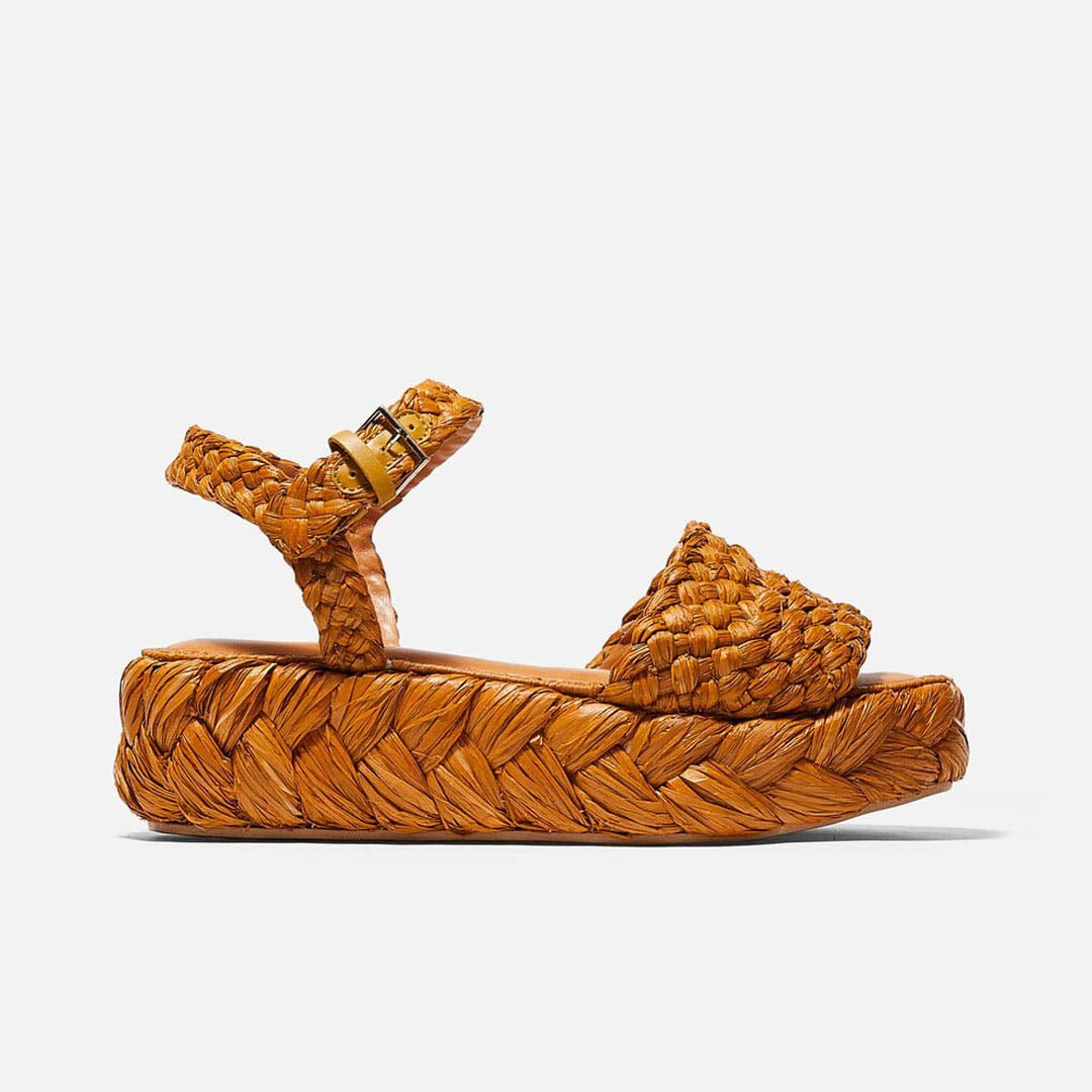 SANDALS - ANNIE sandals, resin yellow raffia || OUTLET - ANNIERESRAFM350 - Clergerie Paris - USA