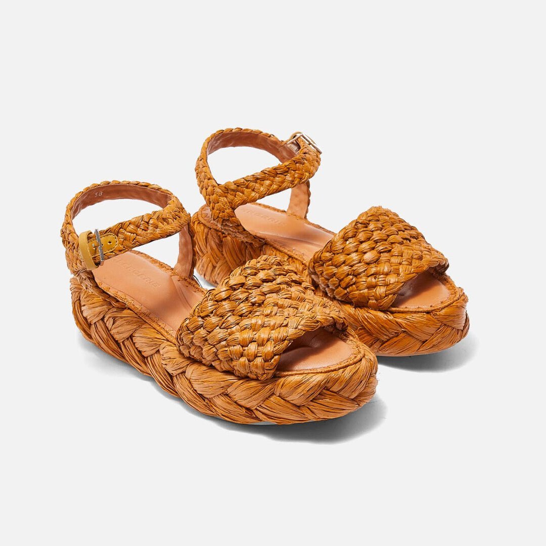 SANDALS - ANNIE sandals, resin yellow raffia || OUTLET - ANNIERESRAFM350 - Clergerie Paris - USA